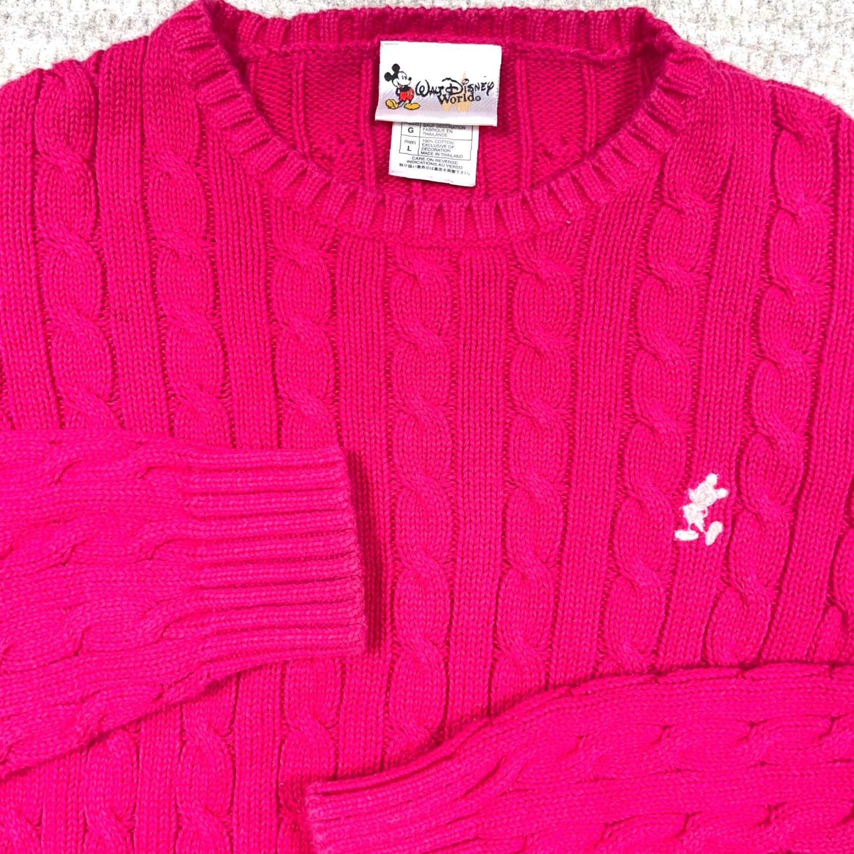 Disney Disney Women Pink Cable-Knit Pullover Sweater Mickey Mouse Walt World Crew Neck L Size L / US 10 / IT 46 - 2 Thumbnail