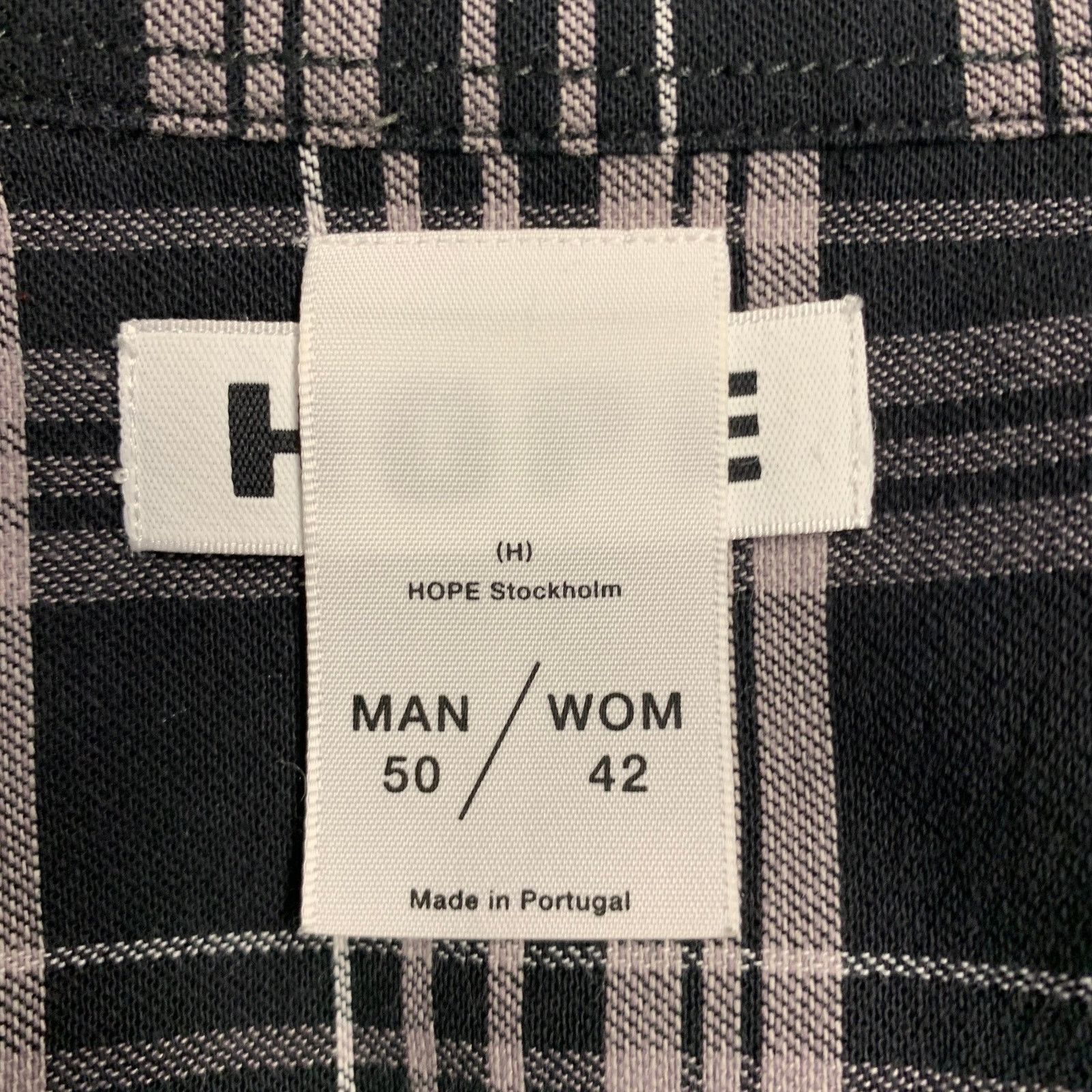 Hope HOPE Black Grey Plaid Cotton One Pocket Long Sleeve Shirt Size US L / EU 52-54 / 3 - 5 Thumbnail