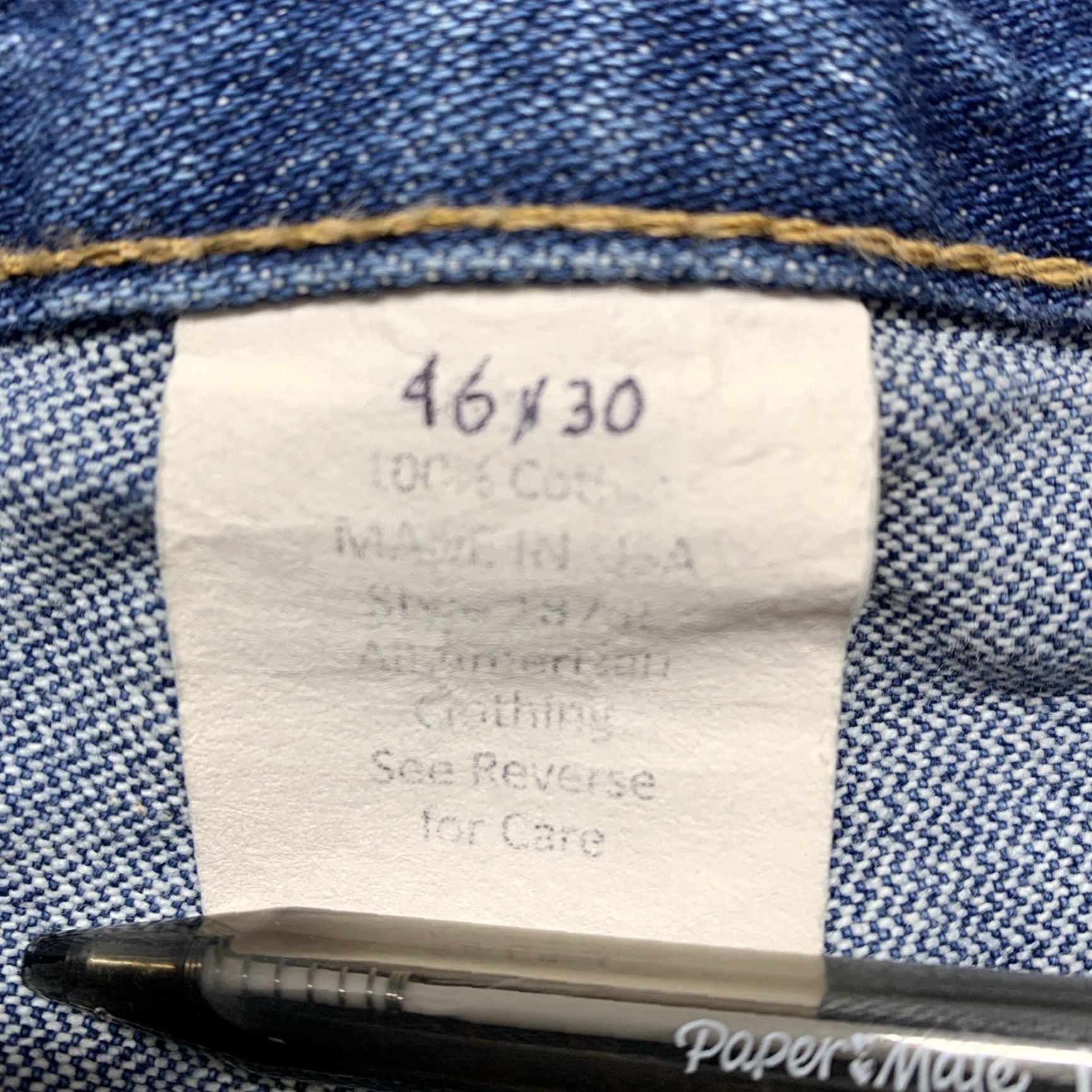 Vintage All American Jeans Men's 44x30 Denim Dark Wash 5-Pocket Straight Regular Fit USA Made Belt Loops 46x30 46x30? Size US 44 / EU 60 - 7 Thumbnail