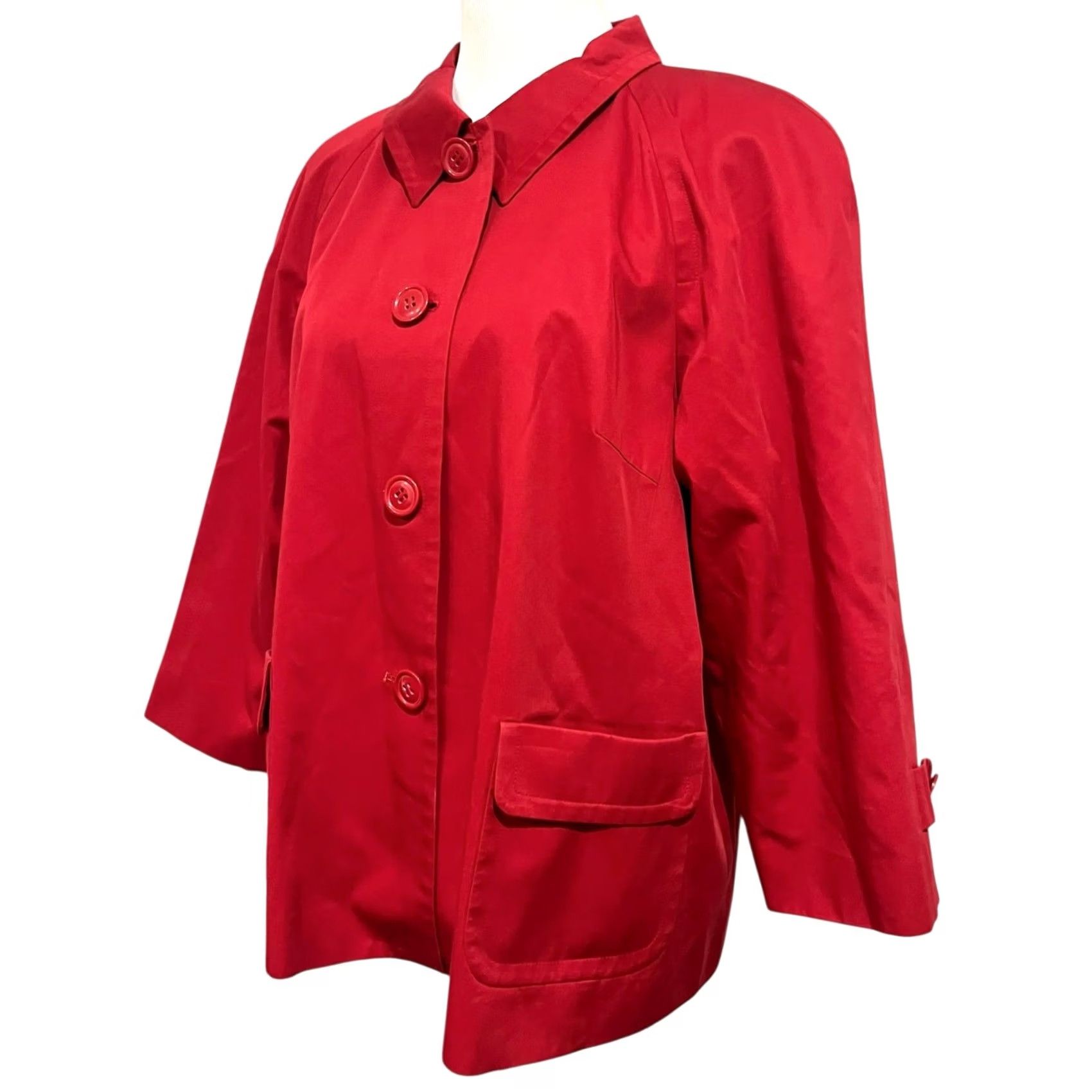 Talbots VINTAGE Talbots Jacket Red 100% Cotton Button Front Pockets Womens 18 Blazer Jacket Women 18 Red Solid Casual Business Travel Mens Womens Girls Size XXL / US 16-18 / IT 52-54 - 2 Thumbnail