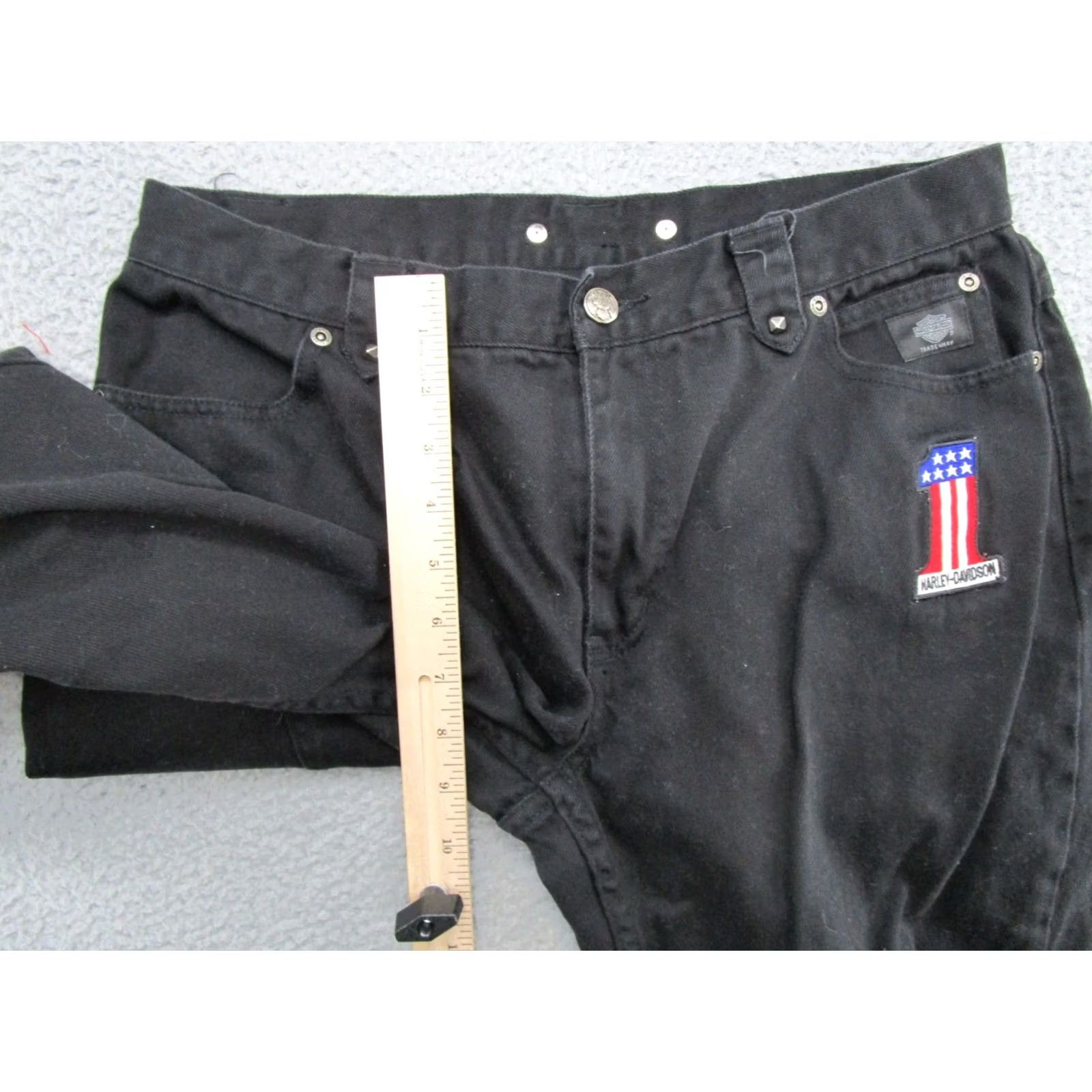 Harley Davidson VINTAGE Harley-Davidson Patch Logo Black Denim Jeans Women's Size 12 Biker Read Size 34" / US 12 / IT 48 - 5 Thumbnail