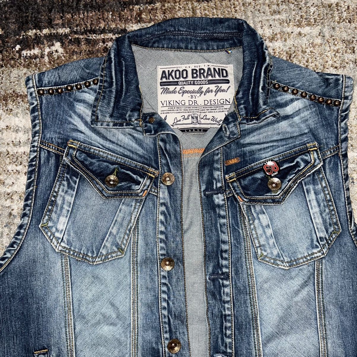 AKOO AKOO Stone Wash Studded Western Denim Vest Size US L / EU 52-54 / 3 - 4 Thumbnail