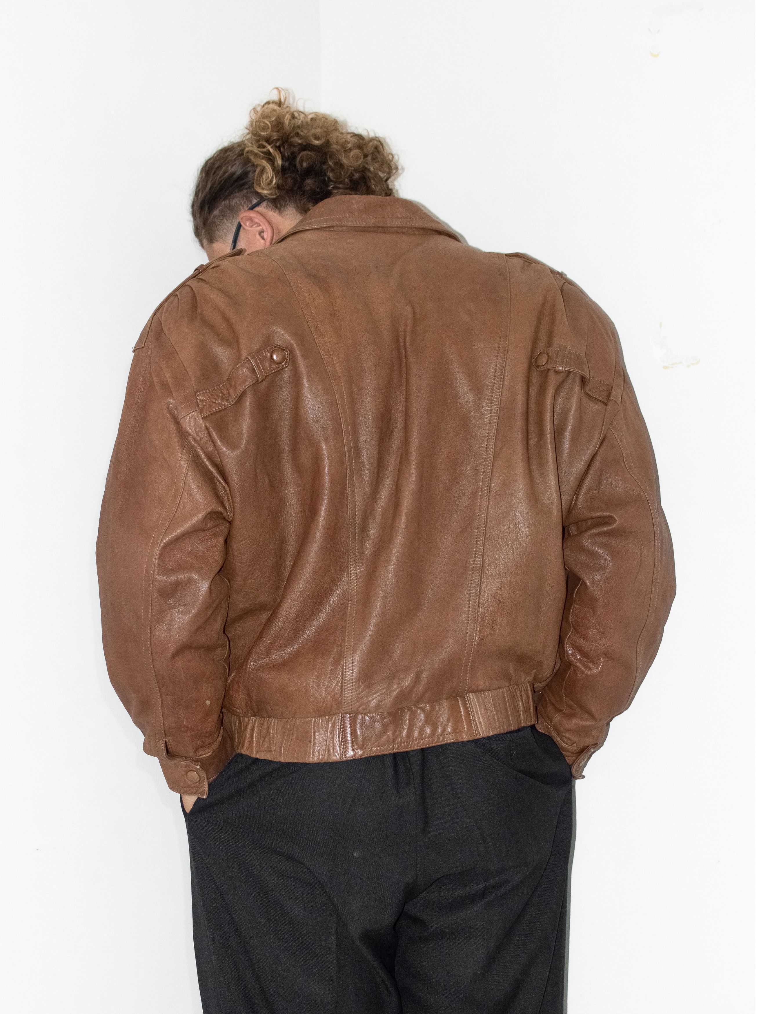 Japanese Brand Oversized Bown cuxcut Bomber Leather Streetwear Jacket Size US XL / EU 56 / 4 - 3 Thumbnail