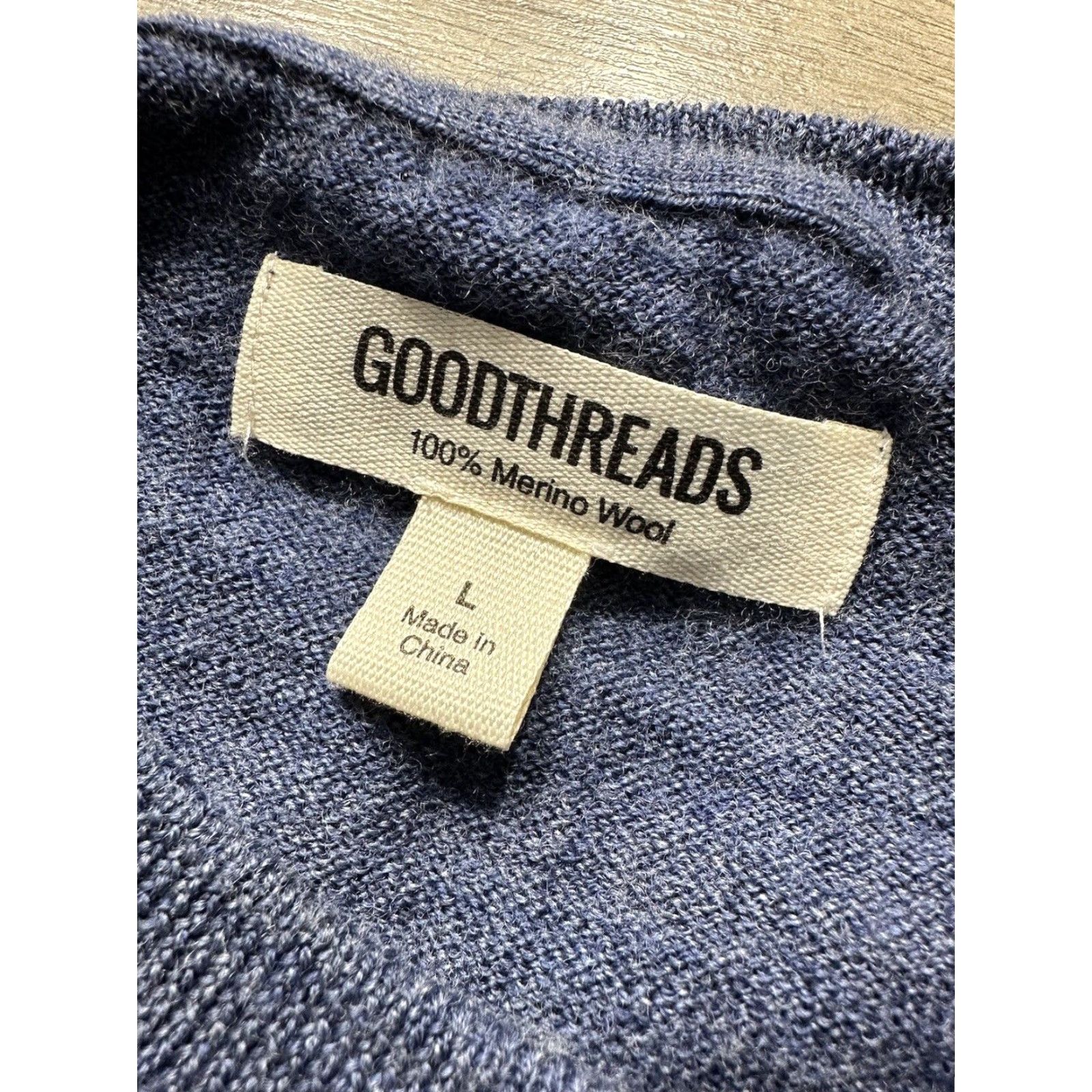 Vintage Goodthreads Mens Sweater 100% Merino Wool Crewneck Large Blue Long Sleeve Size US L / EU 52-54 / 3 - 3 Thumbnail