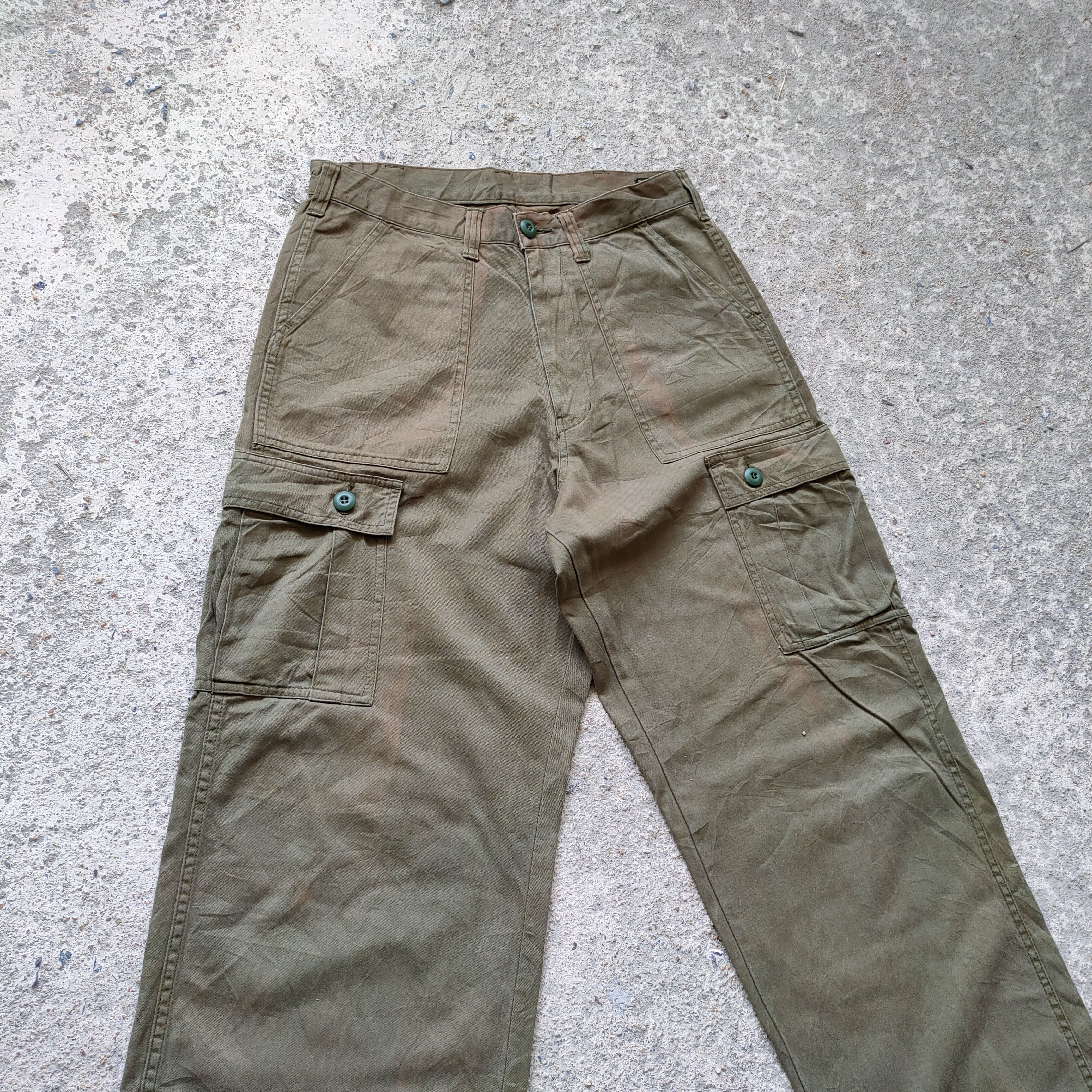 Japanese Brand VINTAGE FADED GREEN GL MILITARY CARGO PANTS Size US 32 / EU 48 - 4 Thumbnail