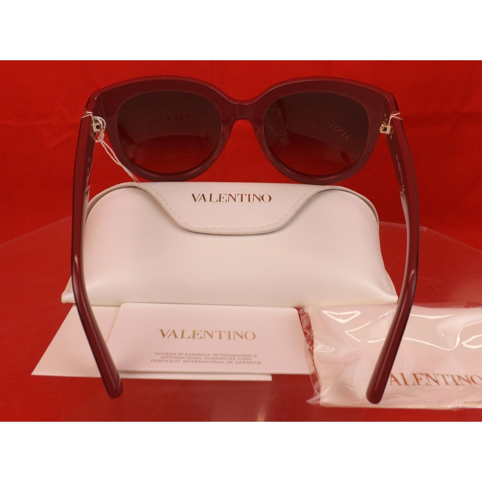 Valentino VALENTINO ROCKSTUDS V659S WINE PLASTIC FRAME SUNGLASSES $495 Size ONE SIZE - 6 Thumbnail