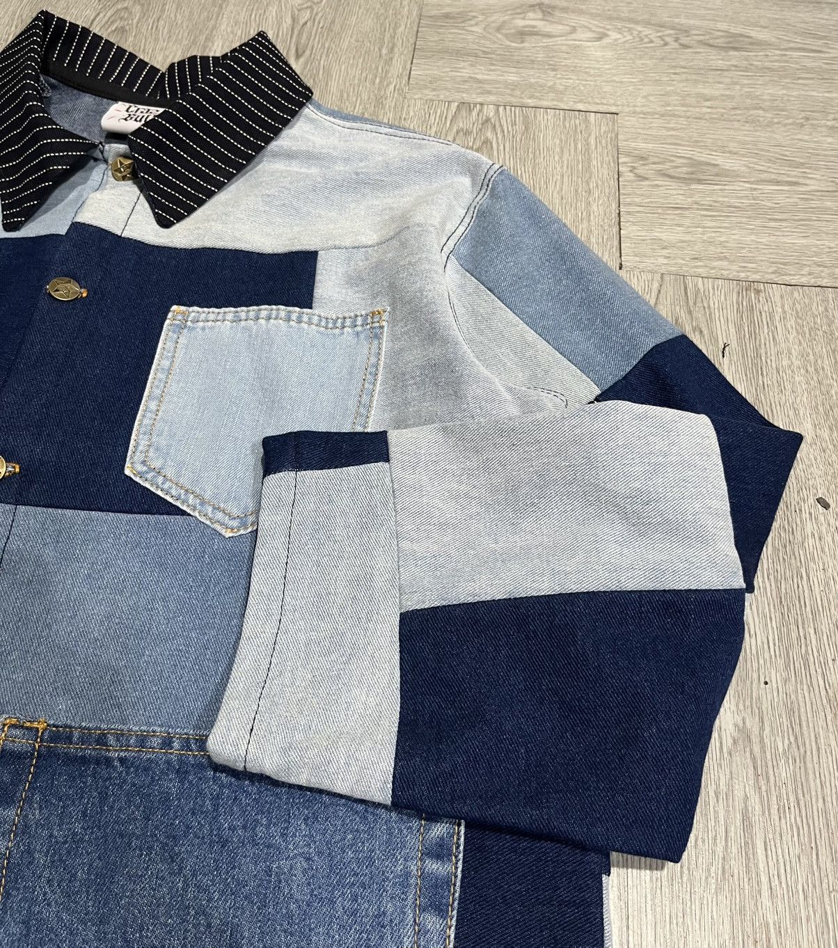 Japanese Brand Patchwork Indigo Denim Chore Jacket Size US L / EU 52-54 / 3 - 4 Thumbnail