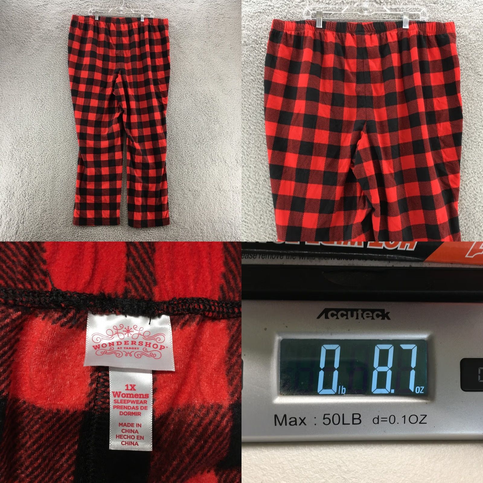 Vintage Wondershop Red Black Checkered Straight Leg Pants Womens 1X Pull On High Rise Pajama Pants Mens? Size 40" / US 18 - 8 Thumbnail