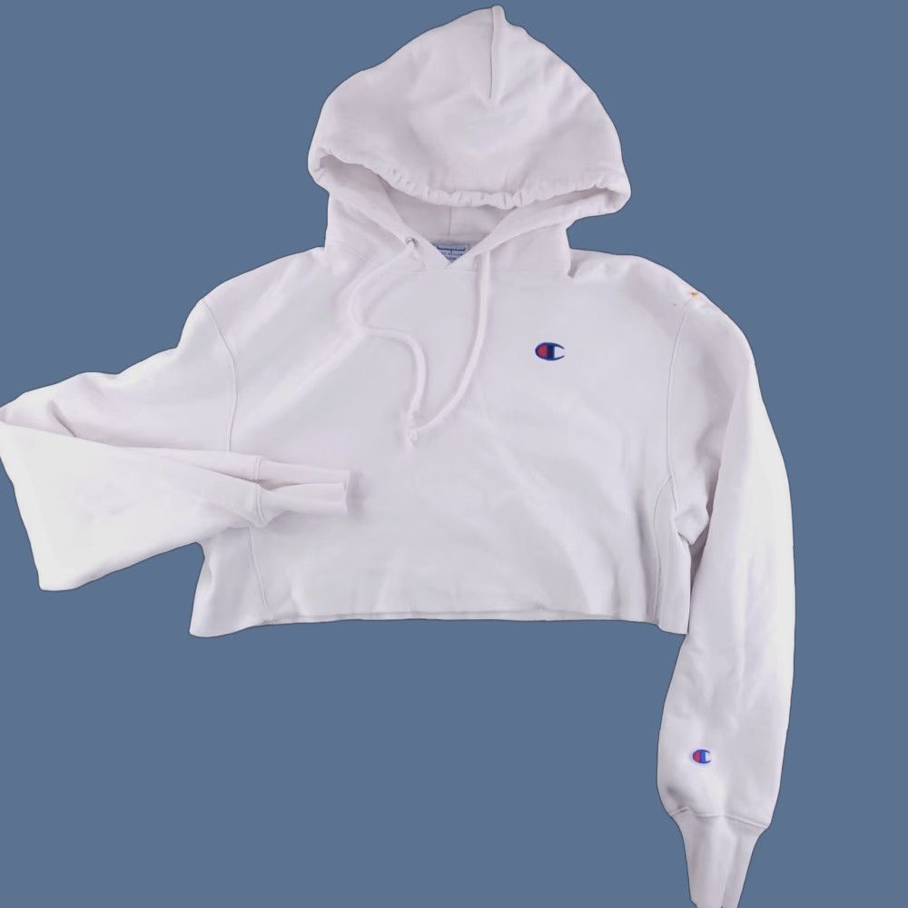 Champion Champion Hoodie Womens M White Crop Heavyweight Reverse Weave Pullover Ladies Size M / US 6-8 / IT 42-44 - 1 Thumbnail