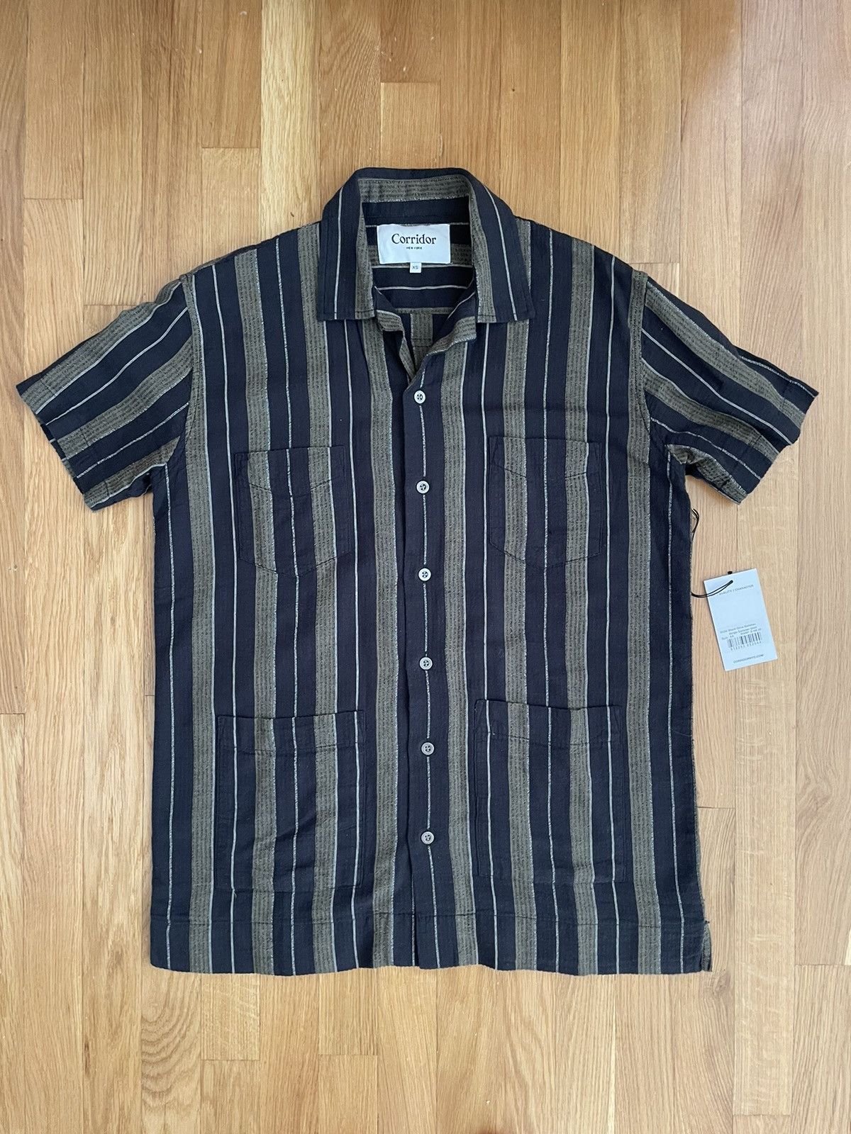 Corridor Corridor Black Olive Stripe Summer Shirt short sleeve Size US XS / EU 42 / 0 - 1 Thumbnail