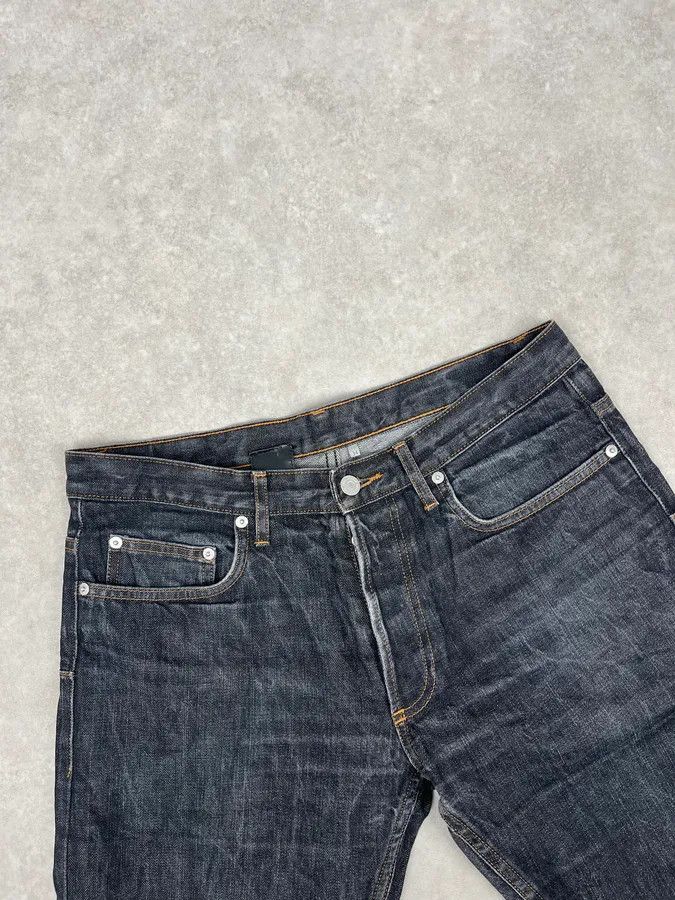 Dior 2000s Dior Navy Faded Straight Denim Jeans Size US 33 - 7 Thumbnail