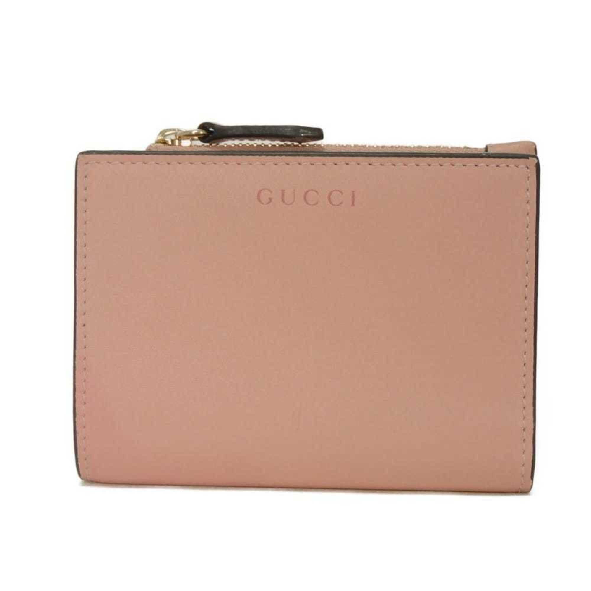 Gucci Gucci Bi-fold Wallet, GG Emblem, Medium Zip, Logo, Smooth Calfskin, Supreme, Dusty Pink, 826718 AAEQ7 6941, Women's Size ONE SIZE - 1 Thumbnail