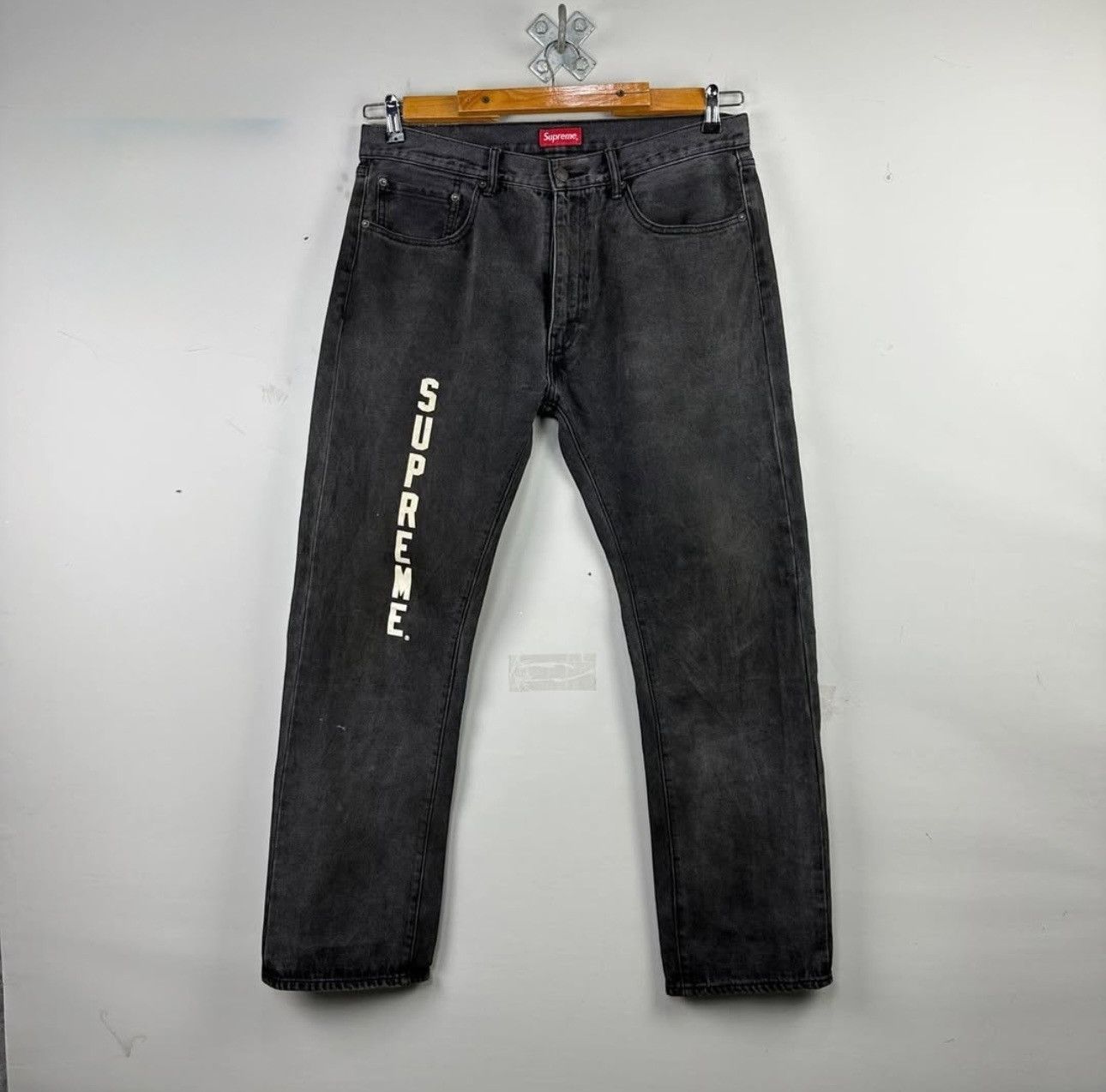 Levis x Supreme Denim Jeans Black 36 Rare Travis leopard