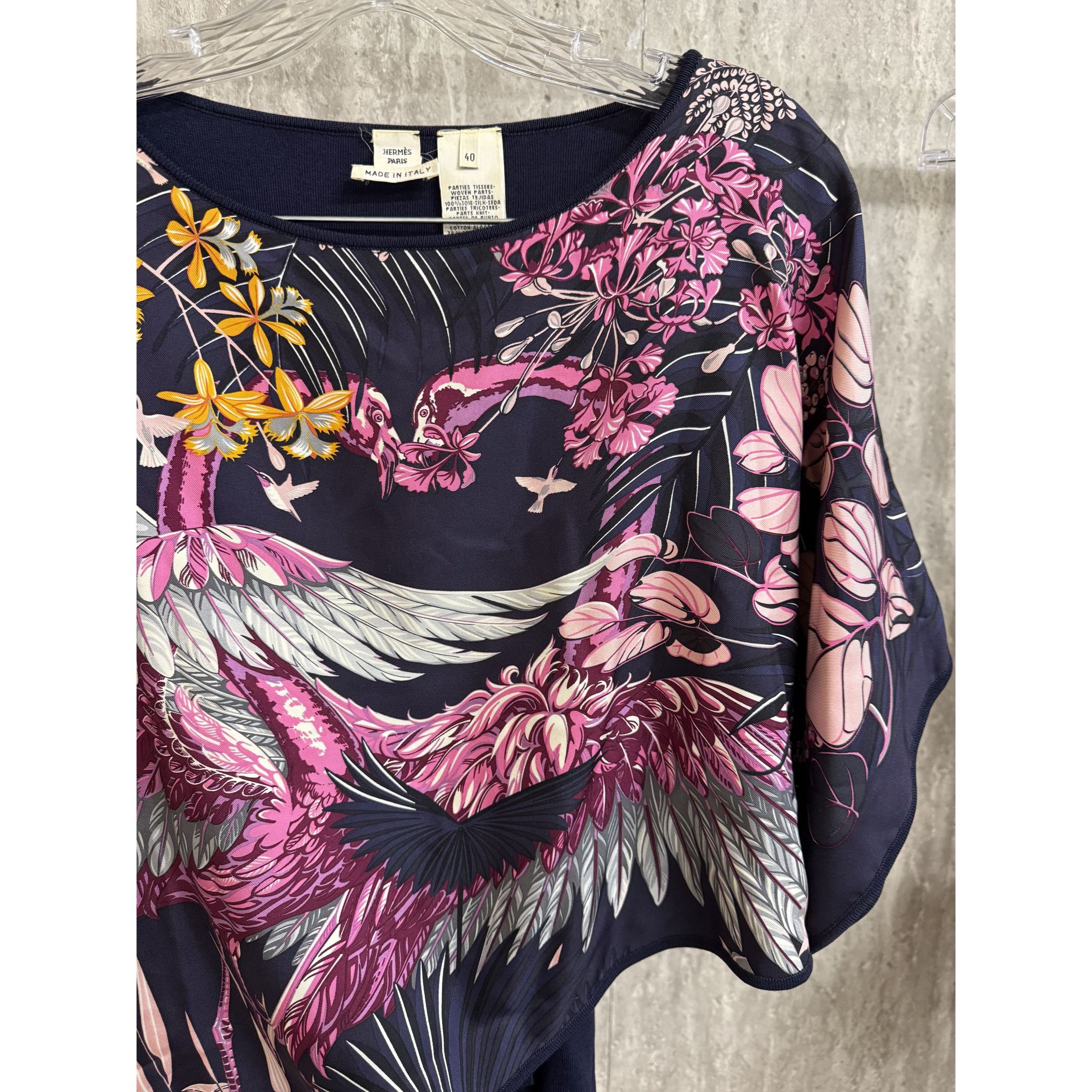 Hermes Hermès Paris Silk Poncho Dress With Vibrant Crane & Floral P Size S / US 4 / IT 40 - 9 Thumbnail