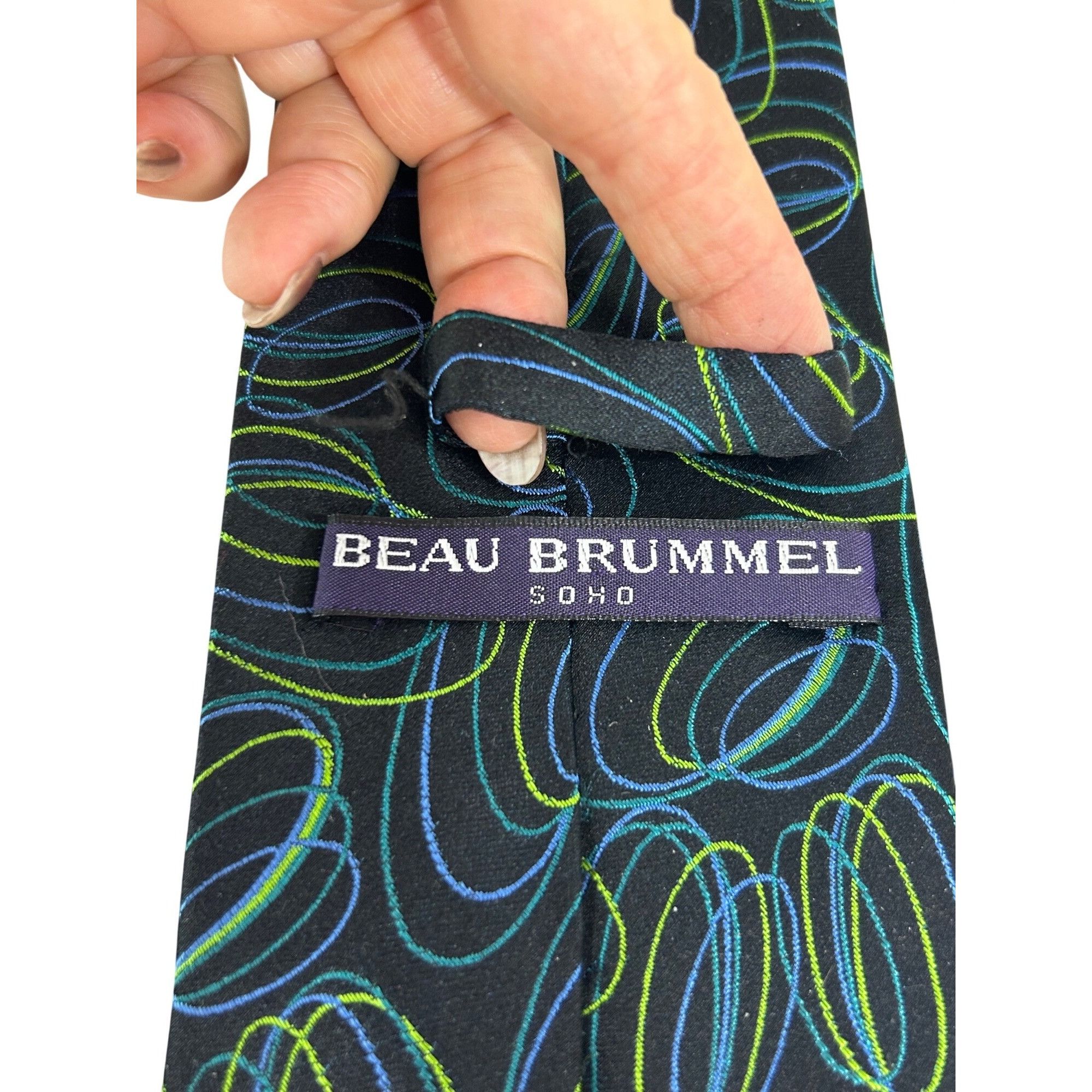 Other Vintage ‘90’s Abstract Silk Tie Beau Brummel SoHo Handmade N Size ONE SIZE - 5 Thumbnail