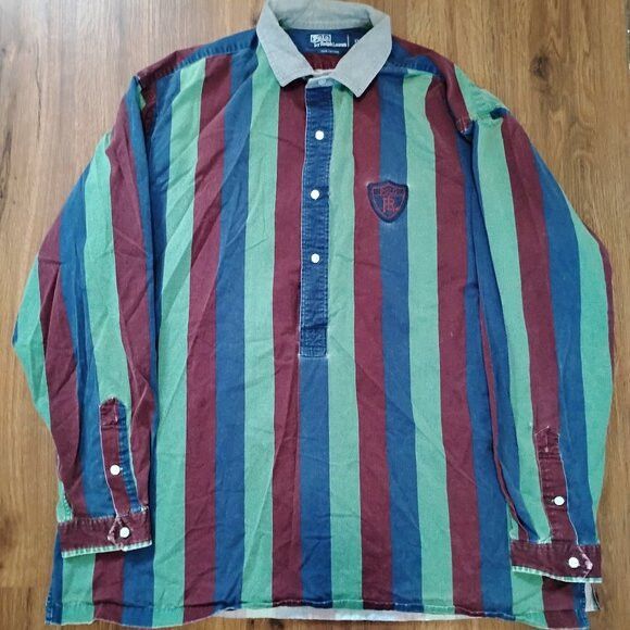 Polo Ralph Lauren Vintage Polo Ralph Lauren Striped Rugby Shirt Size US XL / EU 56 / 4 - 2 Thumbnail