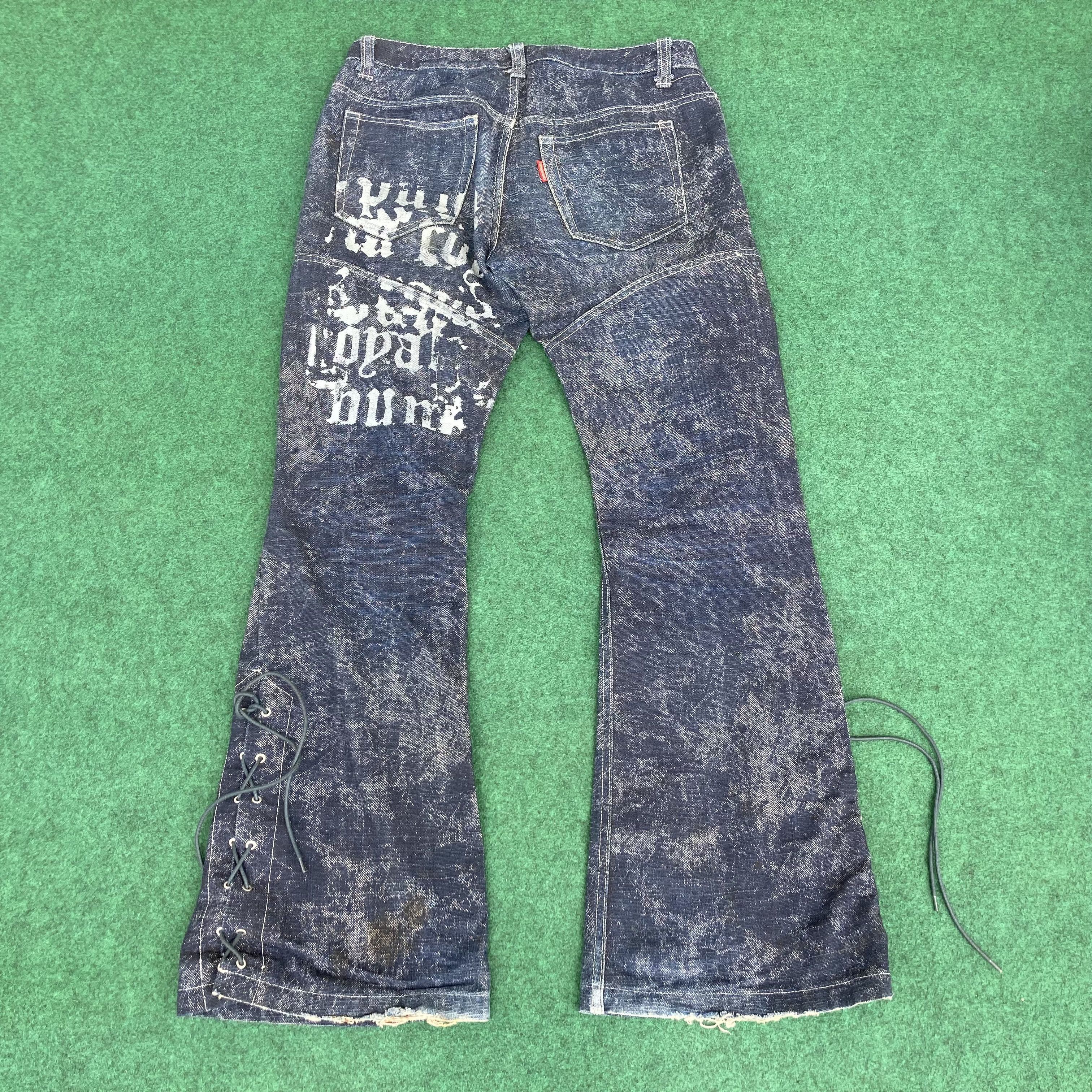 Tornado Mart × Vintage Vtg Tornado Mart Lace-Up Trouser Punk Flared Denim Jeans Size US 31 - 11 Thumbnail