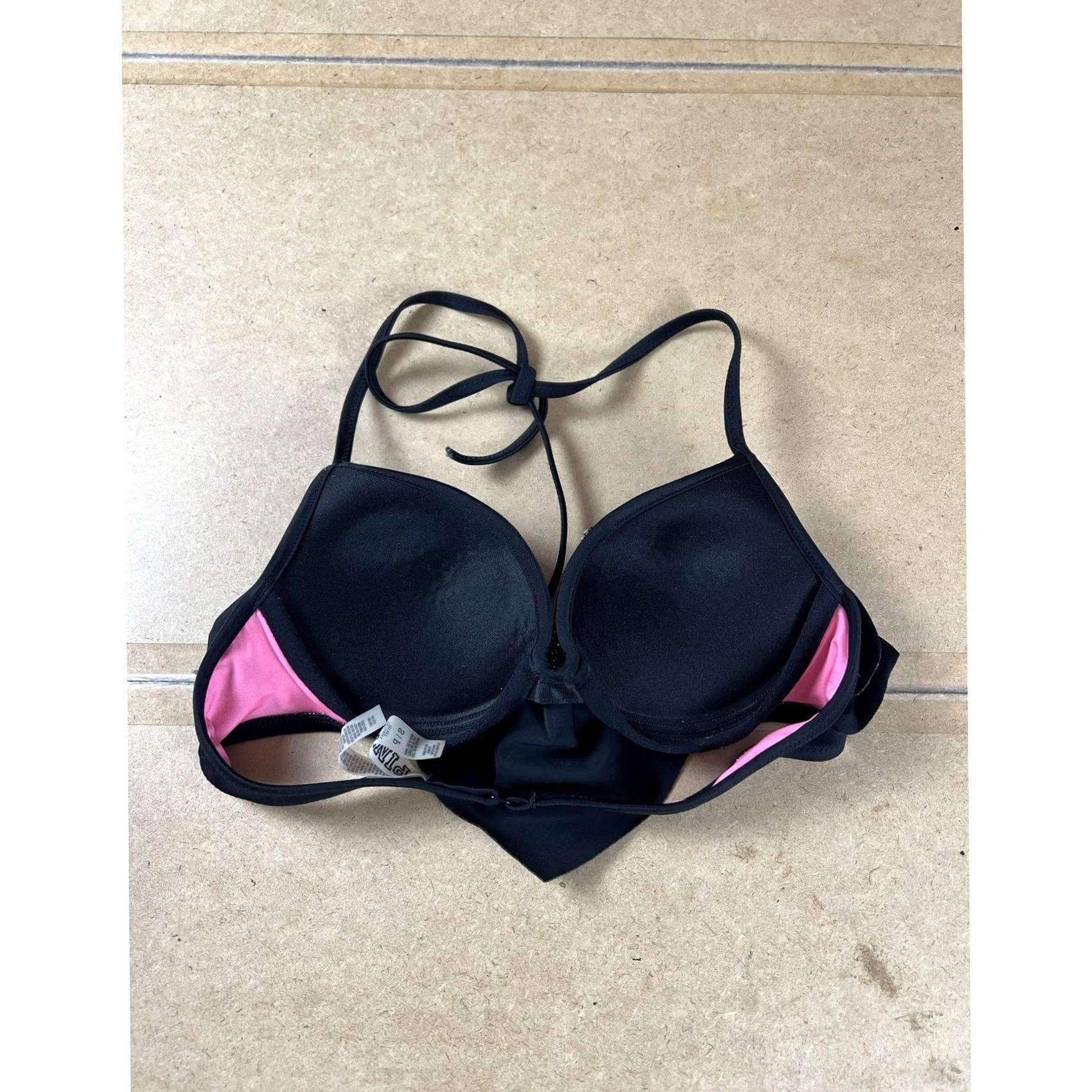 Pinko PINK Bra Womens S Black Push Up Padded Molded Halter Rhinestone Hook & Eye Size ONE SIZE - 2 Thumbnail