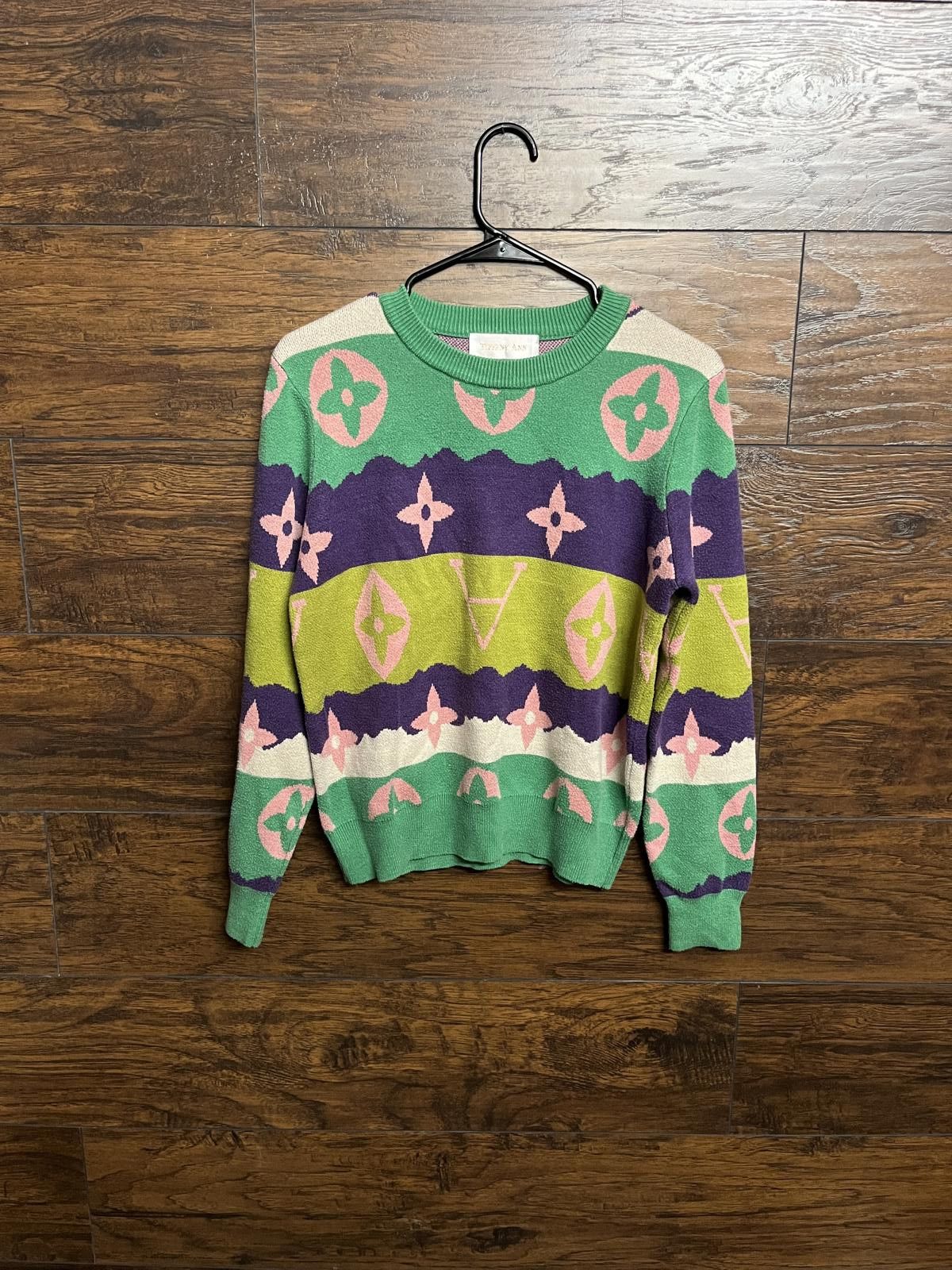 Designer Comfy Granny Sweater - Color Blocking Tiffany Ann Size M / US 6-8 / IT 42-44 - 1 Thumbnail