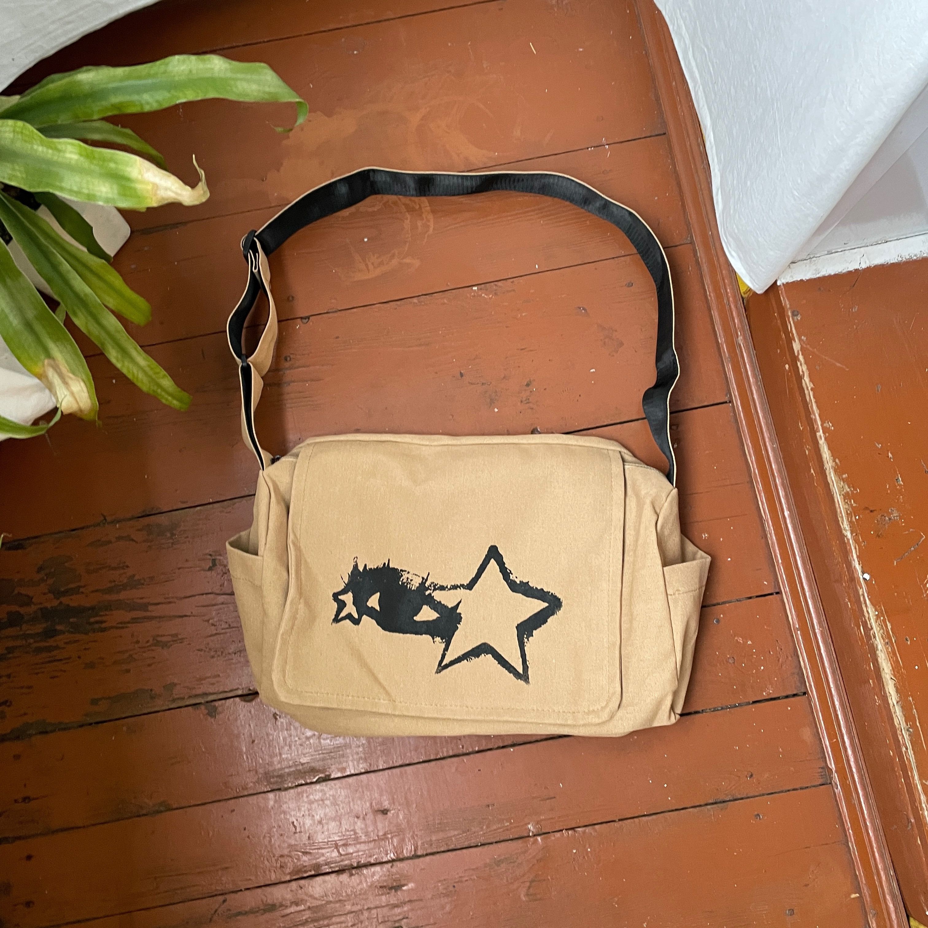 Archival Clothing x Avant Garde Eye Star Bag Y2K Style Crossbody Shoulder Sling Opium Faded in Beige