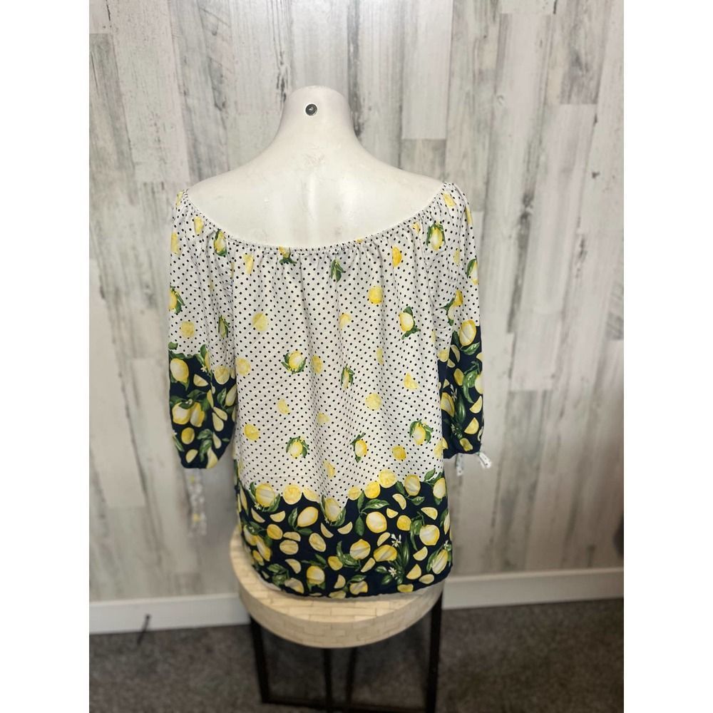 Other Naif Lemon Print Off Shoulder Blouse Women’s Size 1X Polka D Size XL / US 12-14 / IT 48-50 - 3 Thumbnail