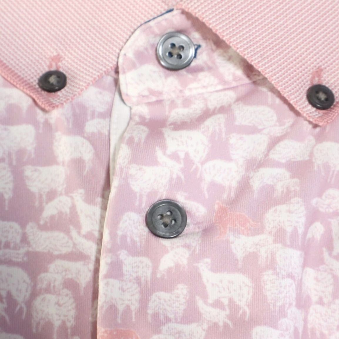 Vintage Greyson Band of Sheep Polo Shirt Men XL Pink ShortSleeve All Over Print Polyester Shirt Size US XL / EU 56 / 4 - 6 Thumbnail