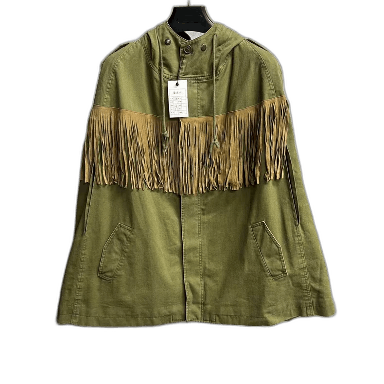 Saint Laurent Paris Classic Green Fringed Cape Jacket-2507 Size US S / EU 44-46 / 1 - 6 Thumbnail