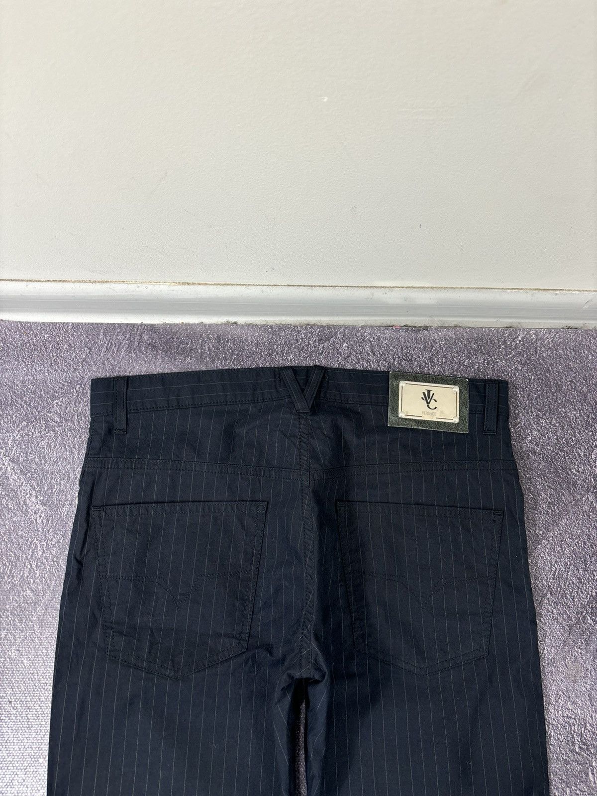 Versace Jeans Couture Versace Jeans Couture Women’s Pinstripe Navy Cotton Pants Size 32" / US 10 / IT 46 - 15 Thumbnail