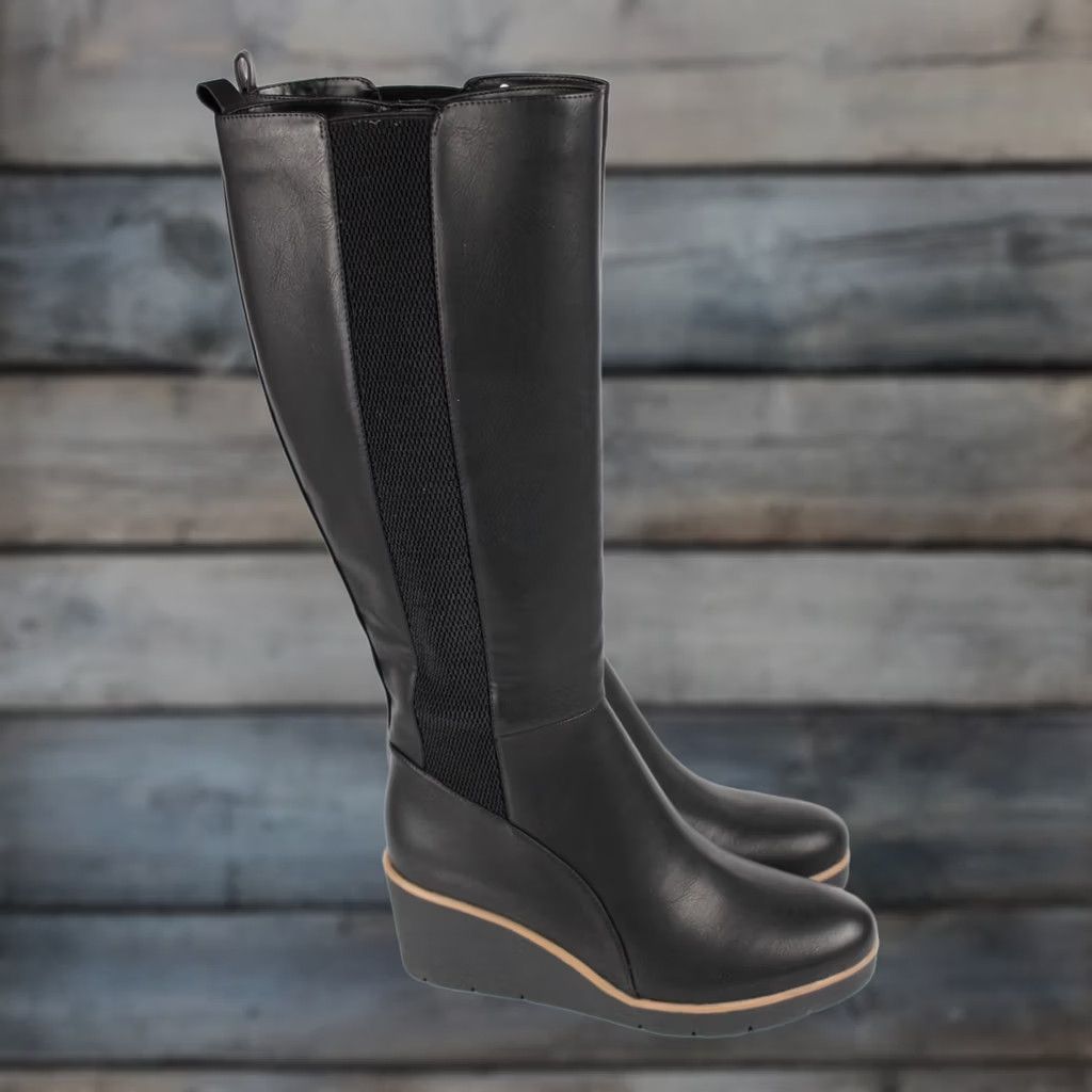 Naturalizer Naturalizer Women's Adrain Wedge Boots Knee High Size 8 M Black Size US 8 / IT 38 - 1 Thumbnail
