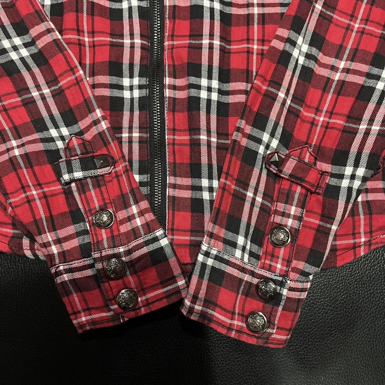 Japanese Brand Clone Devgru Visual Kei Japanese Style Red Plaid Zip Hooded Size M / US 6-8 / IT 42-44 - 6 Thumbnail
