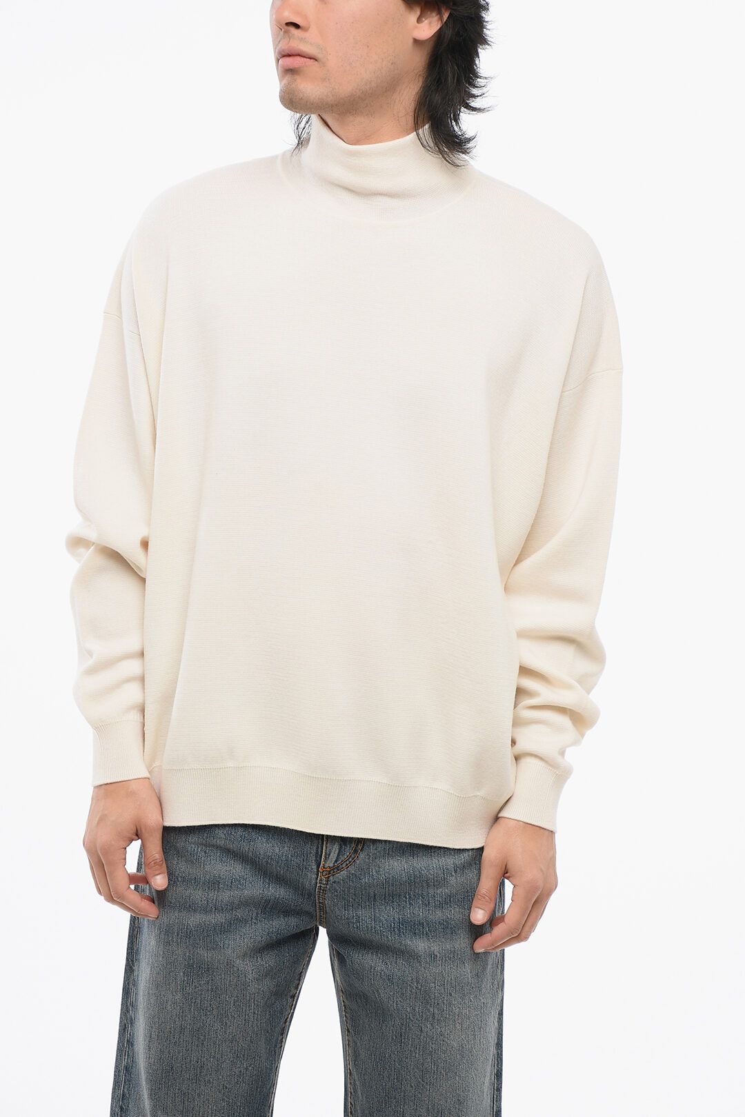Fear of God og1mm0825 Turtleneck Virgin Wool Pullover In White Size US L / EU 52-54 / 3 - 1 Thumbnail