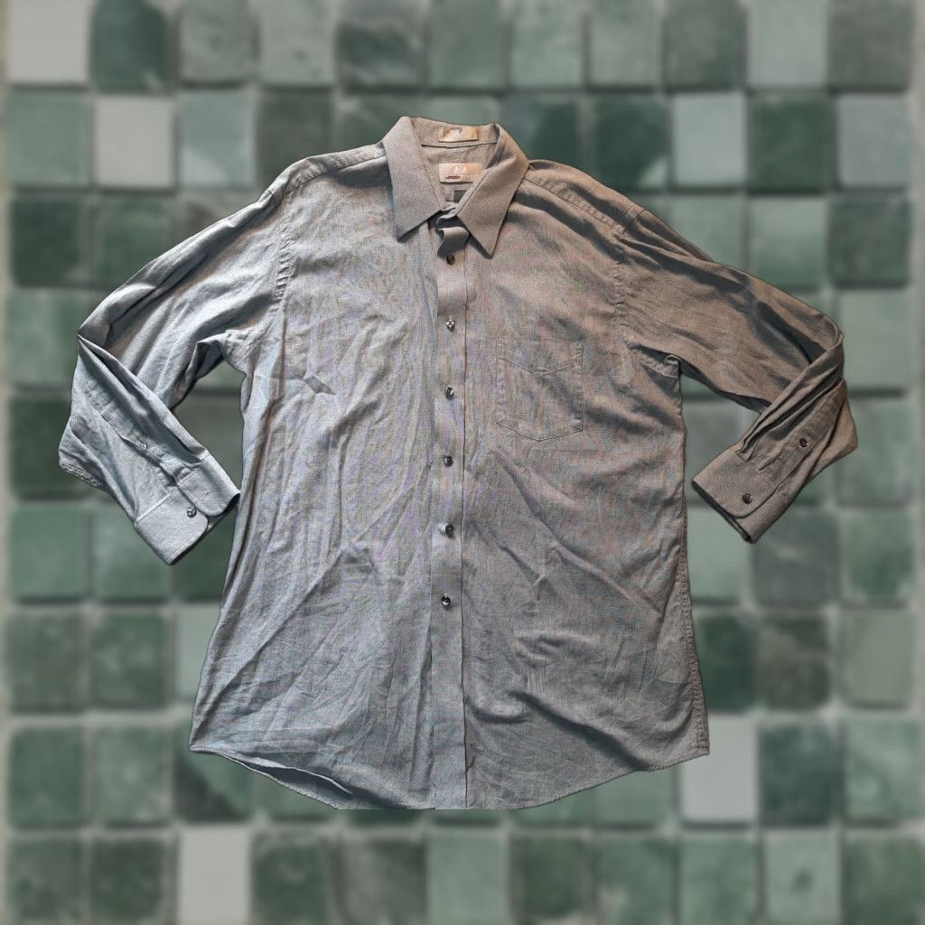 Stafford Stafford Button-Down Shirt Gray 17/33 Long Sleeve Mens Classic Cotton Polyester Chambray Casual Shirt Size US XL / EU 56 / 4 - 1 Thumbnail