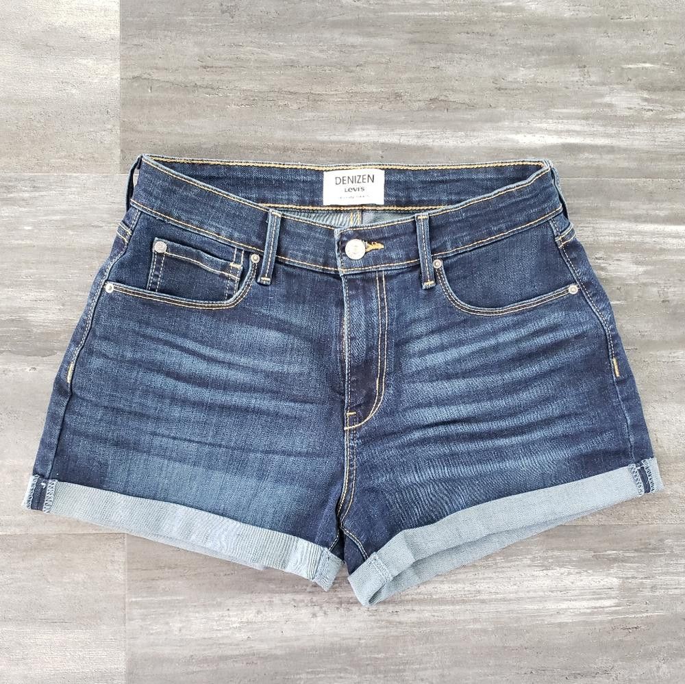 Designer Dark Denim LEVI High Waisted Short Size 30" / US 8 / IT 44 - 1 Thumbnail