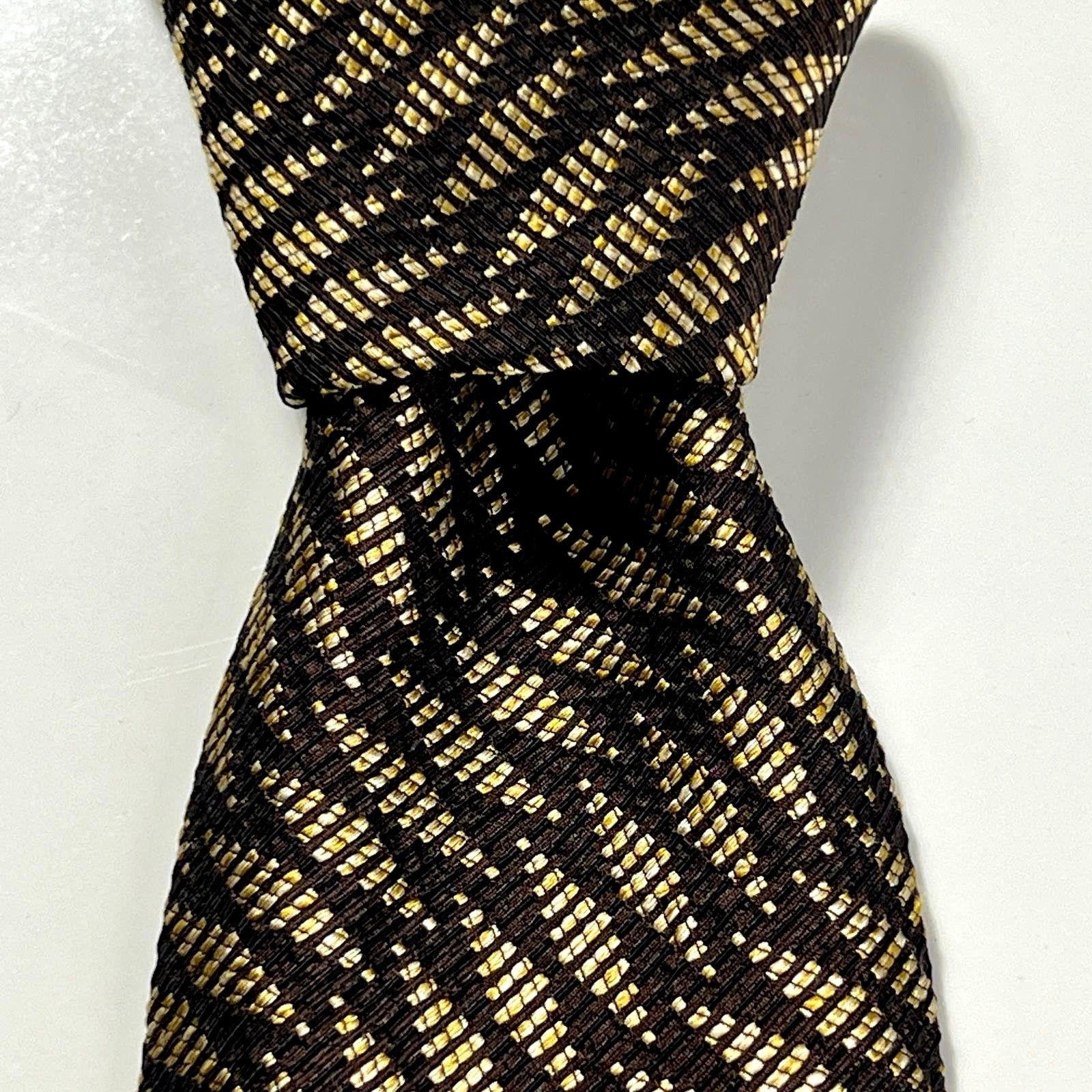 Coach Coach Men's Tie Black Gold Made In Italy Silk Woven Necktie Size ONE SIZE - 4 Thumbnail
