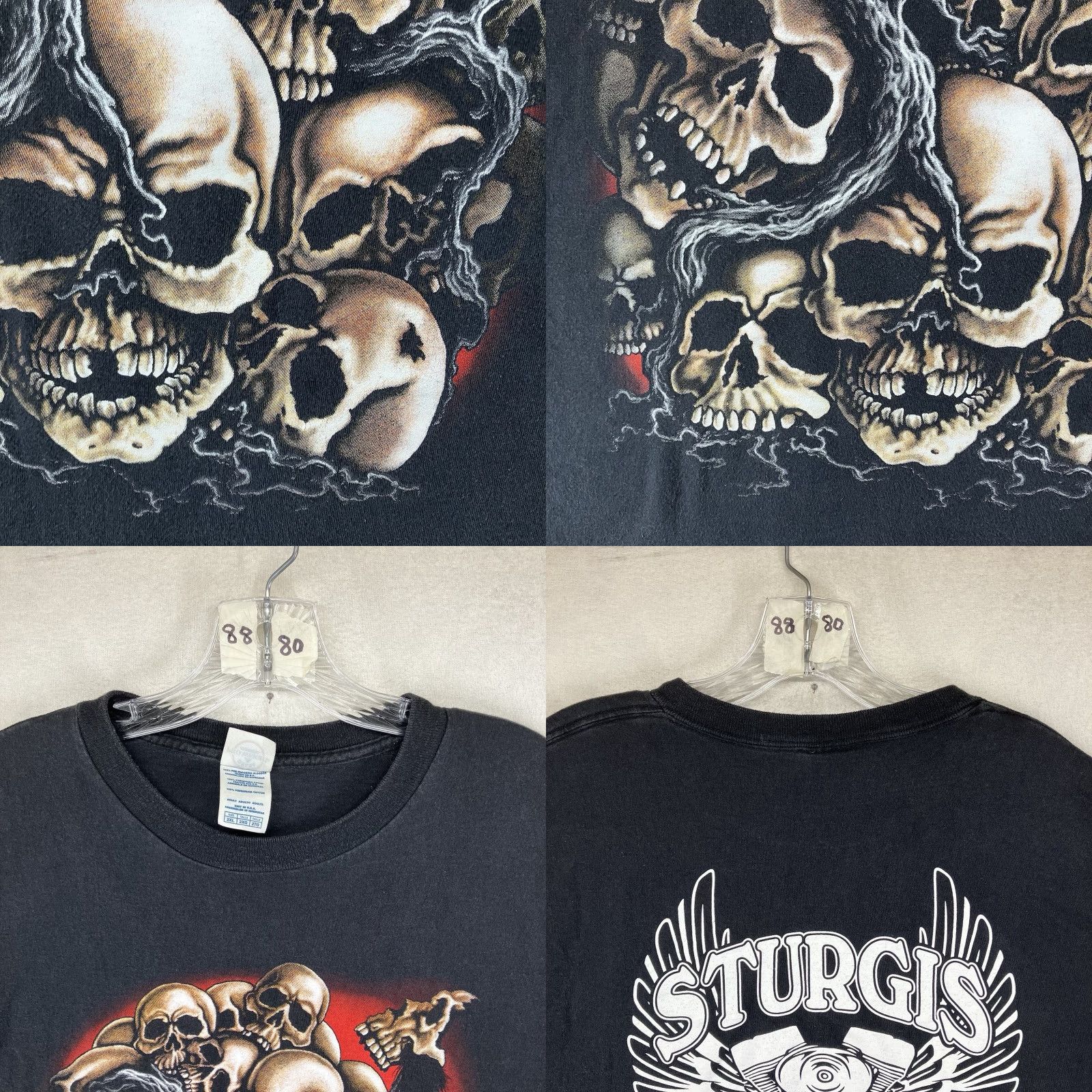 Delta VINTAGE Delta Men’s T-Shirt 2XL Black Skull Graphic Print Gothic Grunge Biker Y2K Size US XXL / EU 58 / 5 - 8 Thumbnail