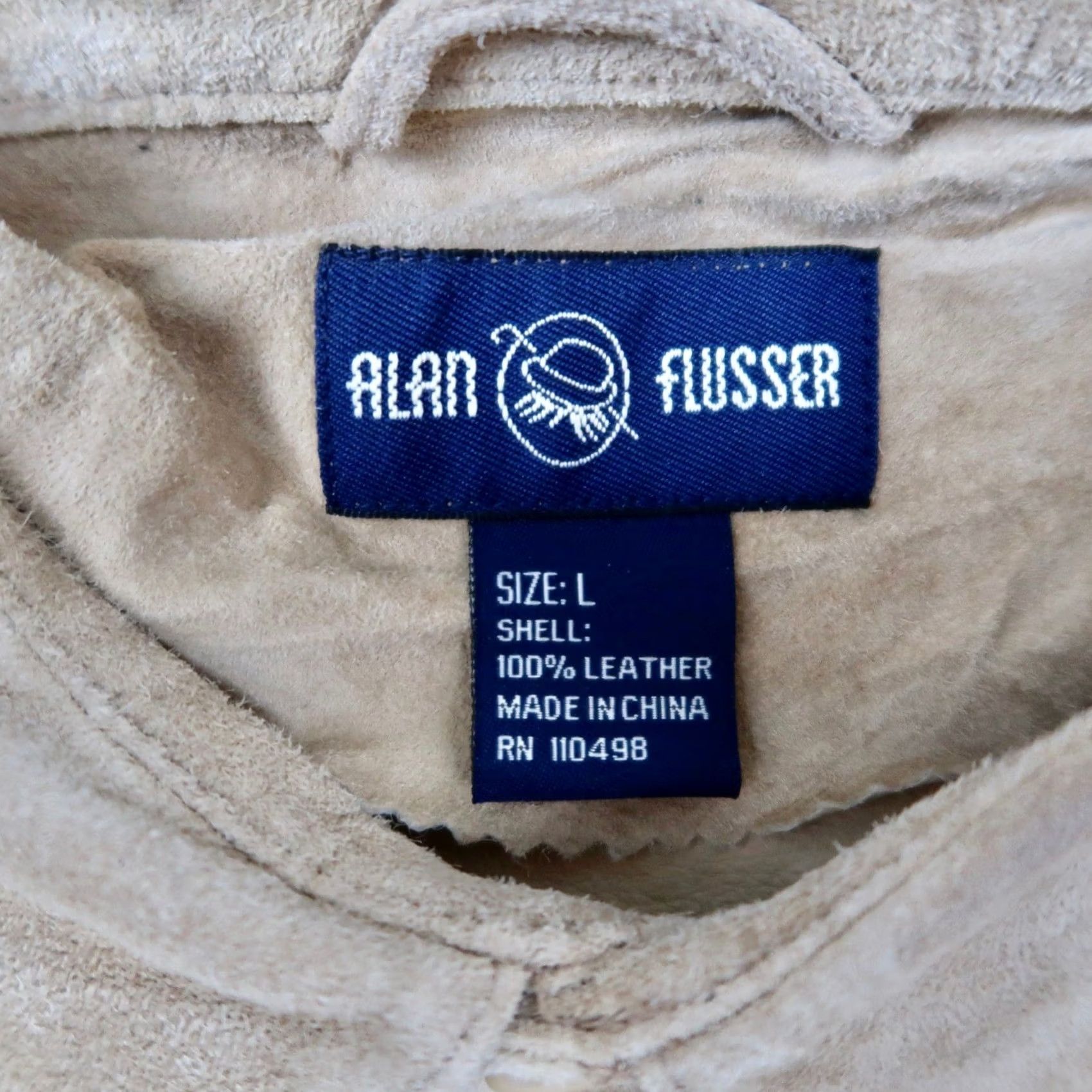 Vintage Alan Flusser Mens Large Tan Suede Leather Shirt Long Sleeve Button Down Casual Outdoor RN110498 Size US L / EU 52-54 / 3 - 4 Thumbnail