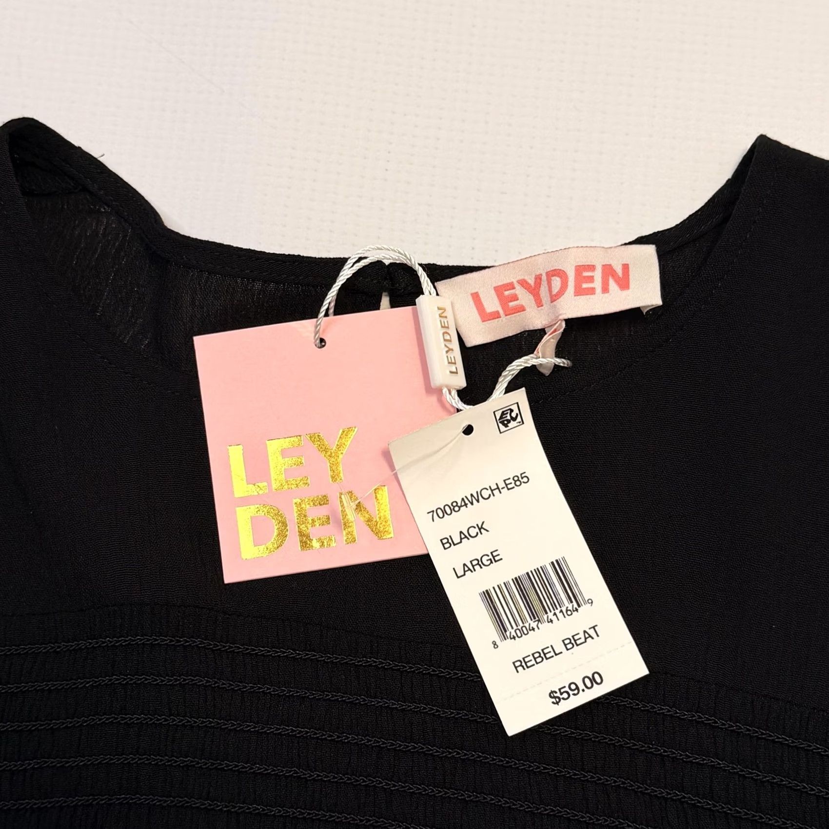 Vintage Leyden Blouse Womens Large Black Cropped Bell Sleeve Ruffle Hem Rebel Beat Top Size L / US 10 / IT 46 - 6 Thumbnail