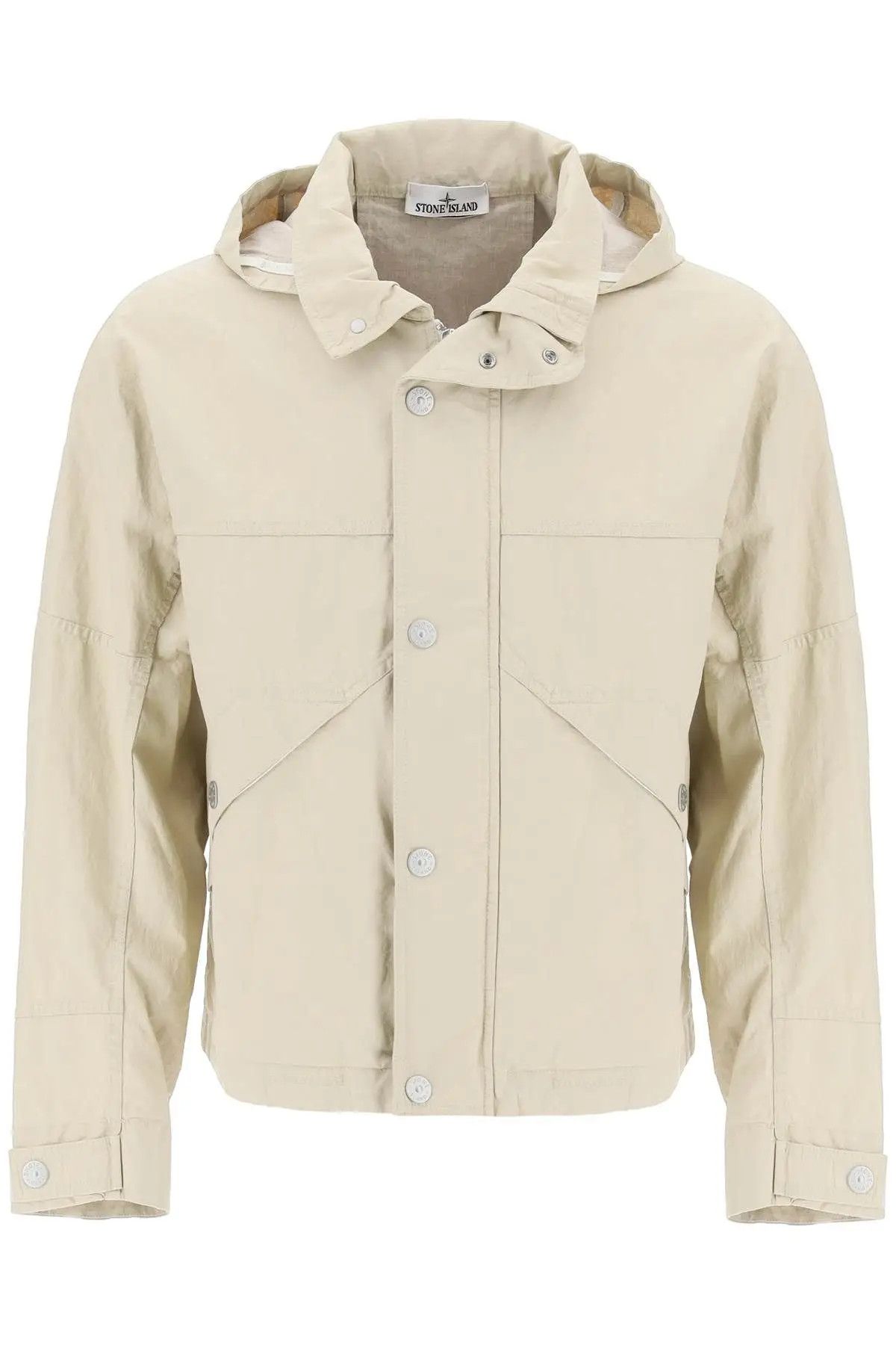 image of Stone Island O1S22I1N0524 Marina Raw Plated Linen Jacket In Beige, Men's (Size XL)