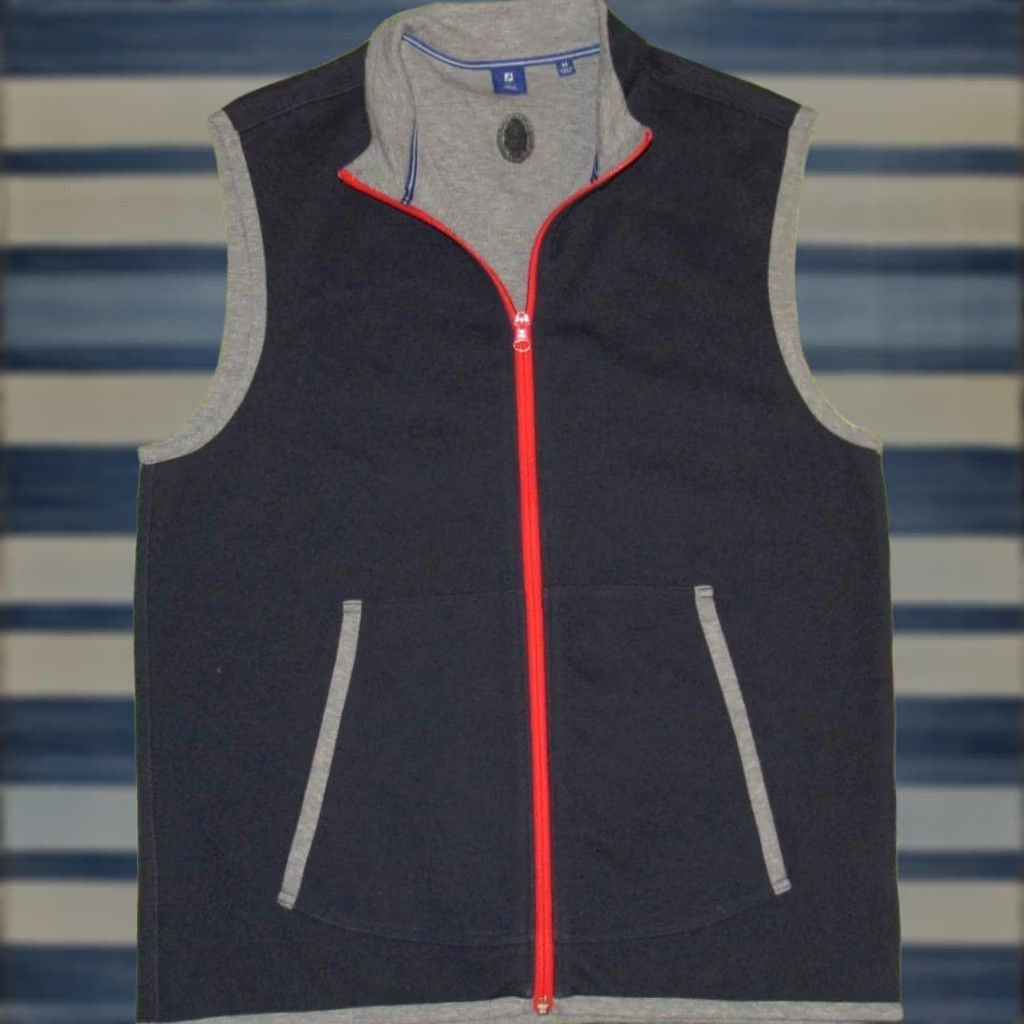Footjoy FOOTJOY Blue Wool Cotton Blend Full Zip Sweater Vest M Shirt Mens Size US M / EU 48-50 / 2 - 1 Thumbnail