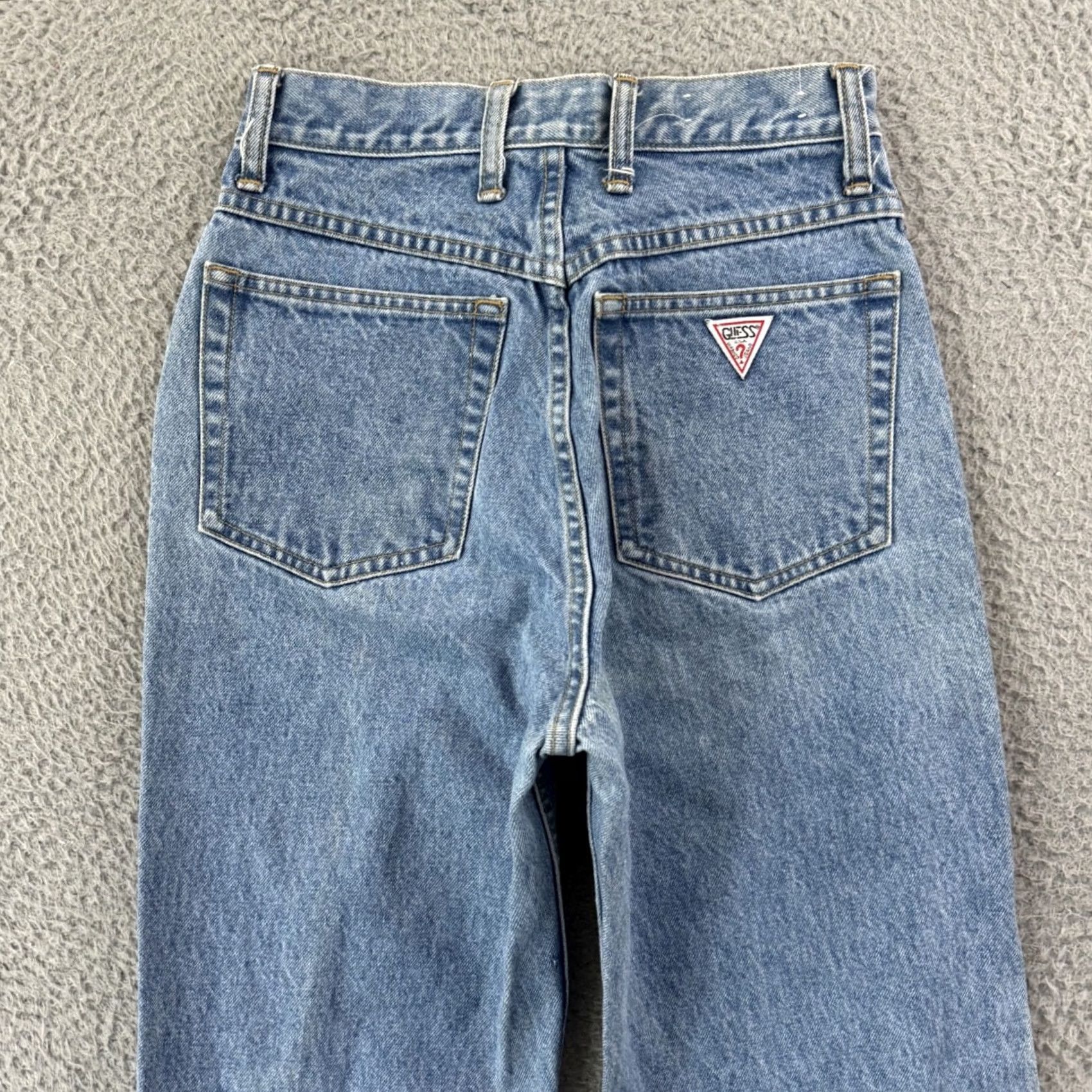 Guess VINTAGE Guess Jeans Womens 27 Blue Tapered Bootcut 80s High Rise Mom Denim Zip Shirt Size 27" / US 4 / IT 40 - 7 Thumbnail