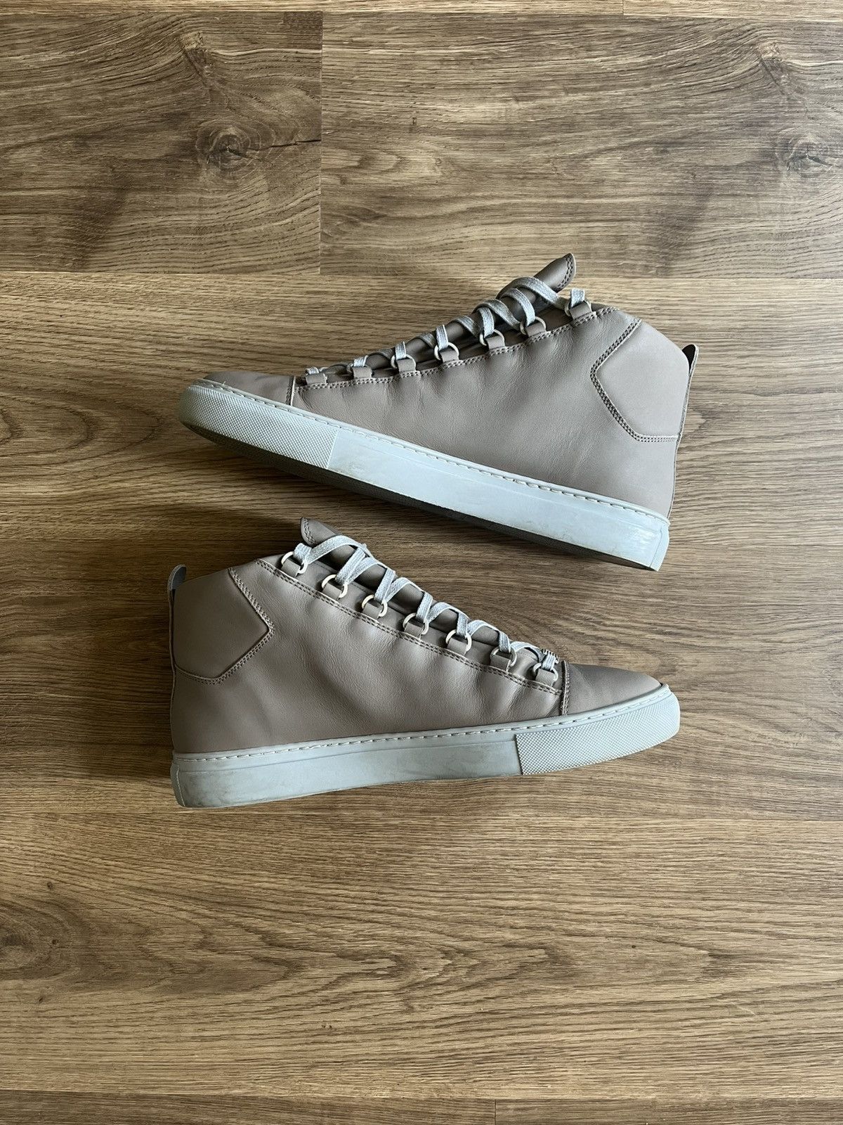 Balenciaga Arena High Top Leather Sneakers Grey Size 42