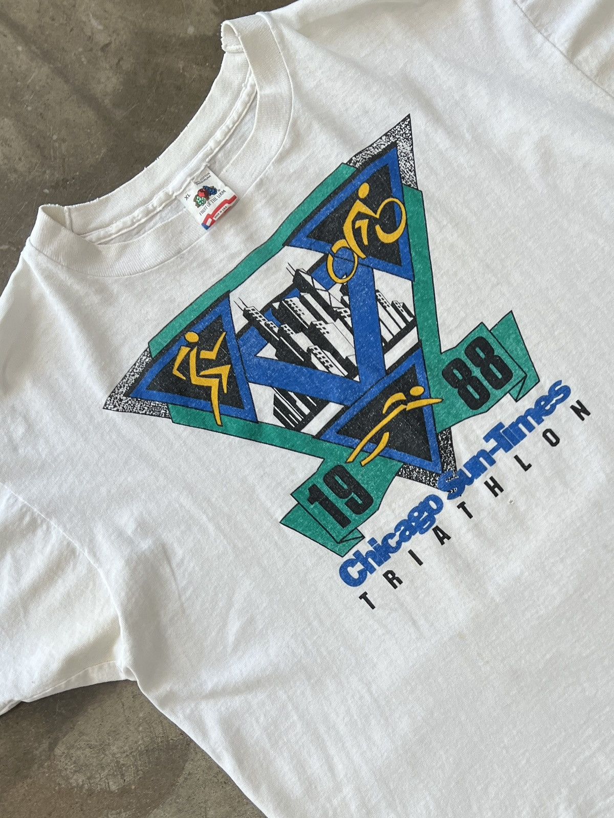 Vintage Vintage 1988 Chicago Suntime Triathlon Single Stitch Tee XL Size US XL / EU 56 / 4 - 1 Thumbnail