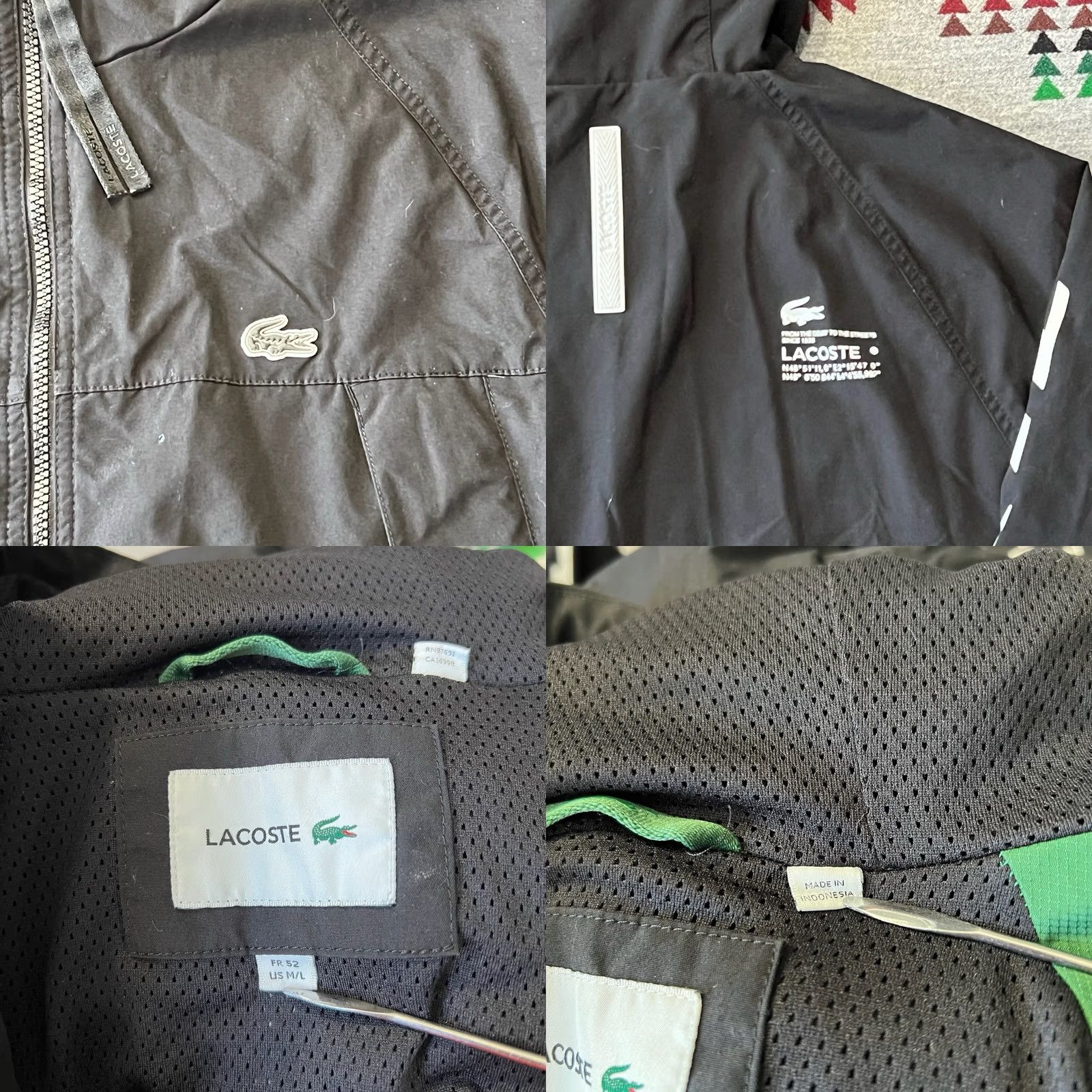 Lacoste Lacoste Hooded Jacket Mens Large Black Full Zip Lined L C8 Size US L / EU 52-54 / 3 - 8 Thumbnail