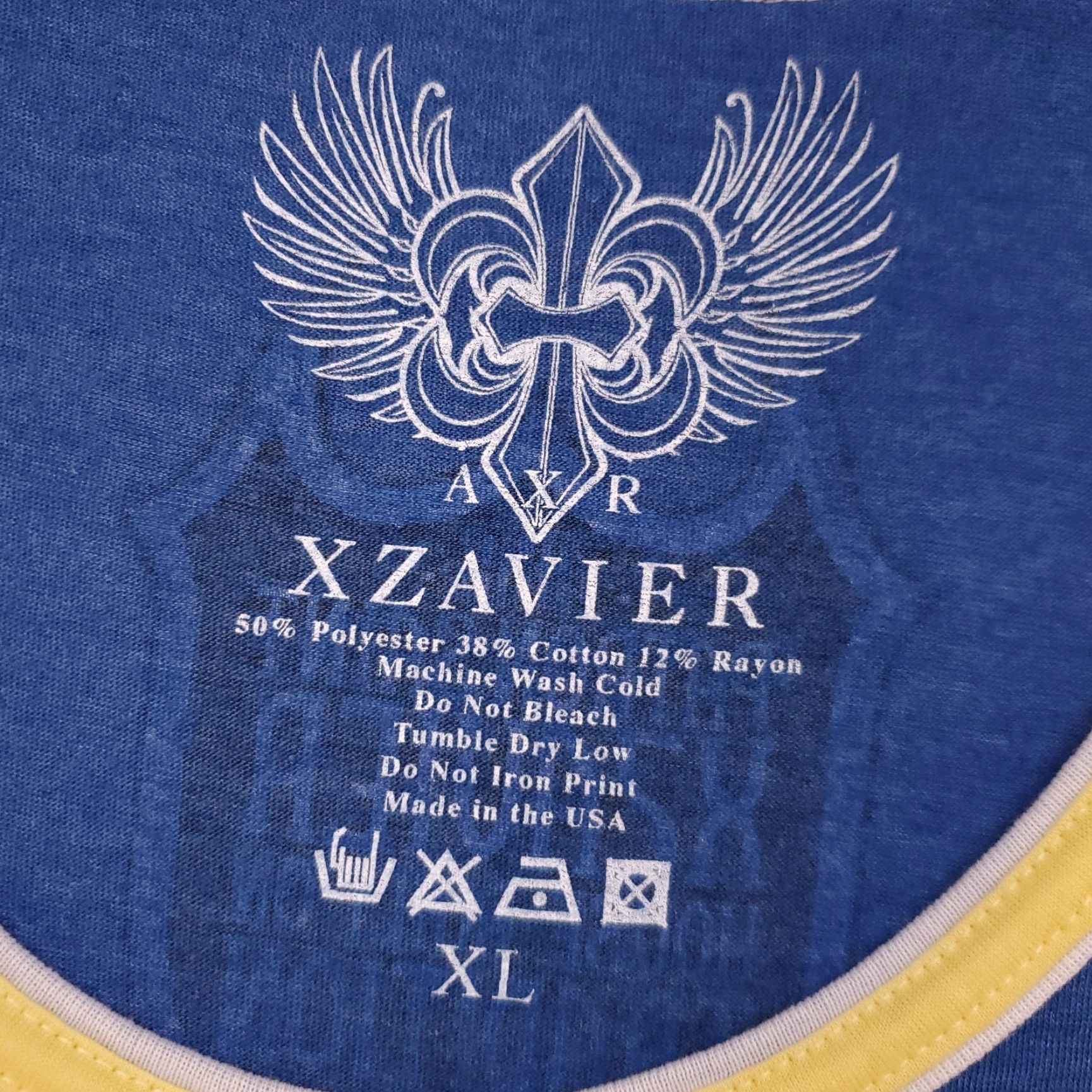 Vintage Xzavier AXR Muscle Shirt Mens XL Tank Top Blue Y2K Patrion Saint Spellout Cross Size US XL / EU 56 / 4 - 5 Thumbnail