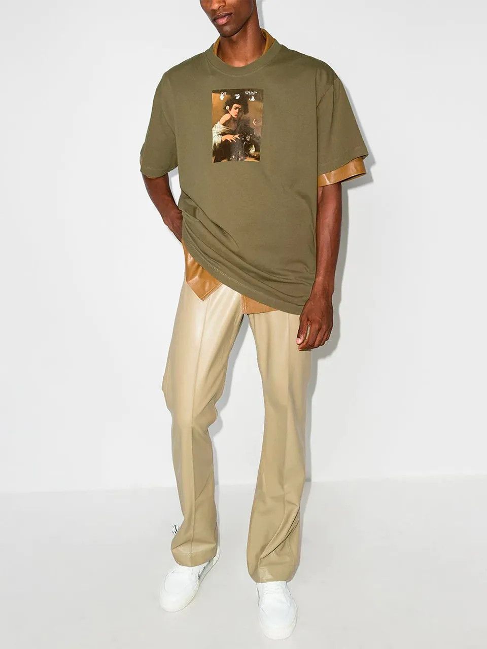 Off-White Green Caravaggio Boy Oversized T-Shirt Size US XS / EU 42 / 0 - 3 Thumbnail