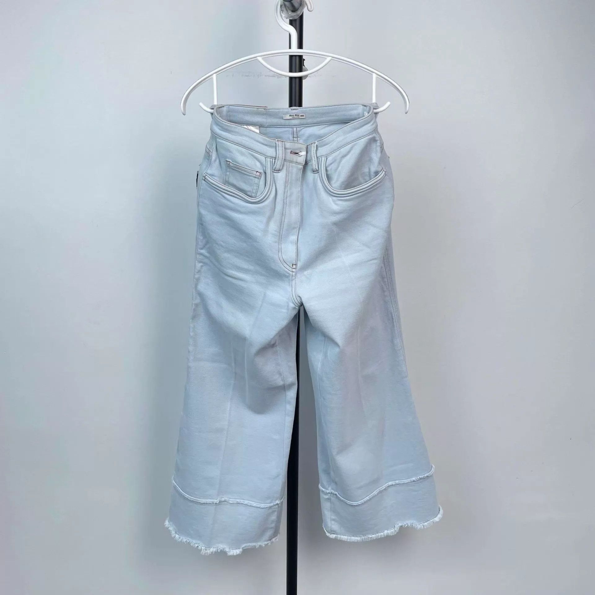 Miu Miu MIU MIU soft denim wide-leg pants blue 38 2017 Size 26" / US 2 / IT 38 - 1 Thumbnail