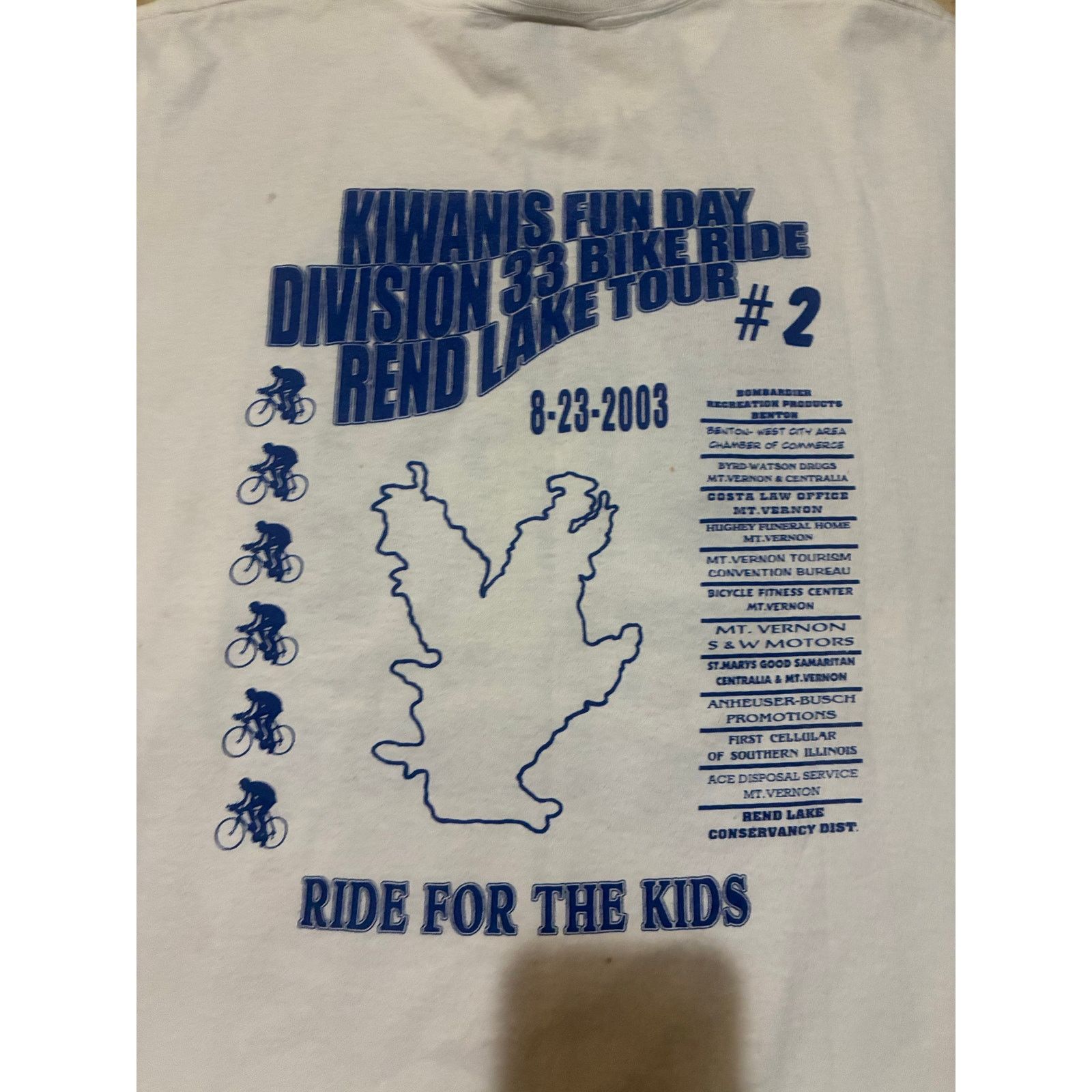 Fruit Of The Loom Vintage 2003 Kiwanis Rend Lake Bike Tour White T-Shirt 2XL Size US L / EU 52-54 / 3 - 4 Thumbnail