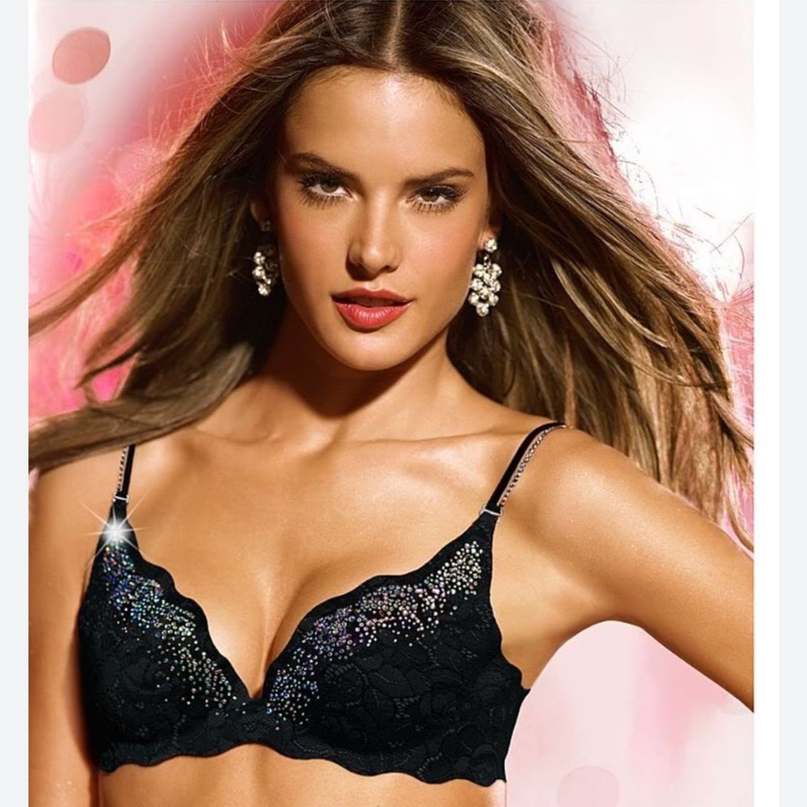 image of VTG Y2K Victorias Secret Very Sexy Push-Up Bra Crystal 34A in Black, Women's