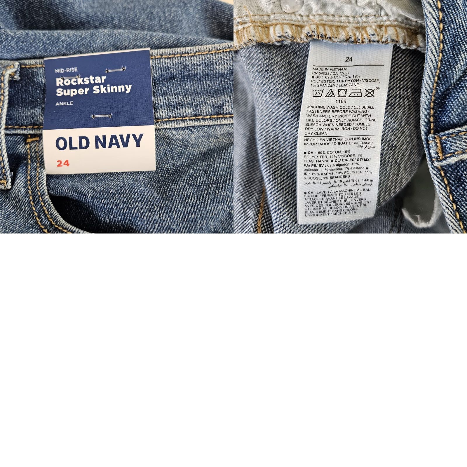 Old Navy Old Navy Womens Rockstar Super Skinny Jeans 24 Blue Distressed Size 42" / US 20 - 8 Thumbnail