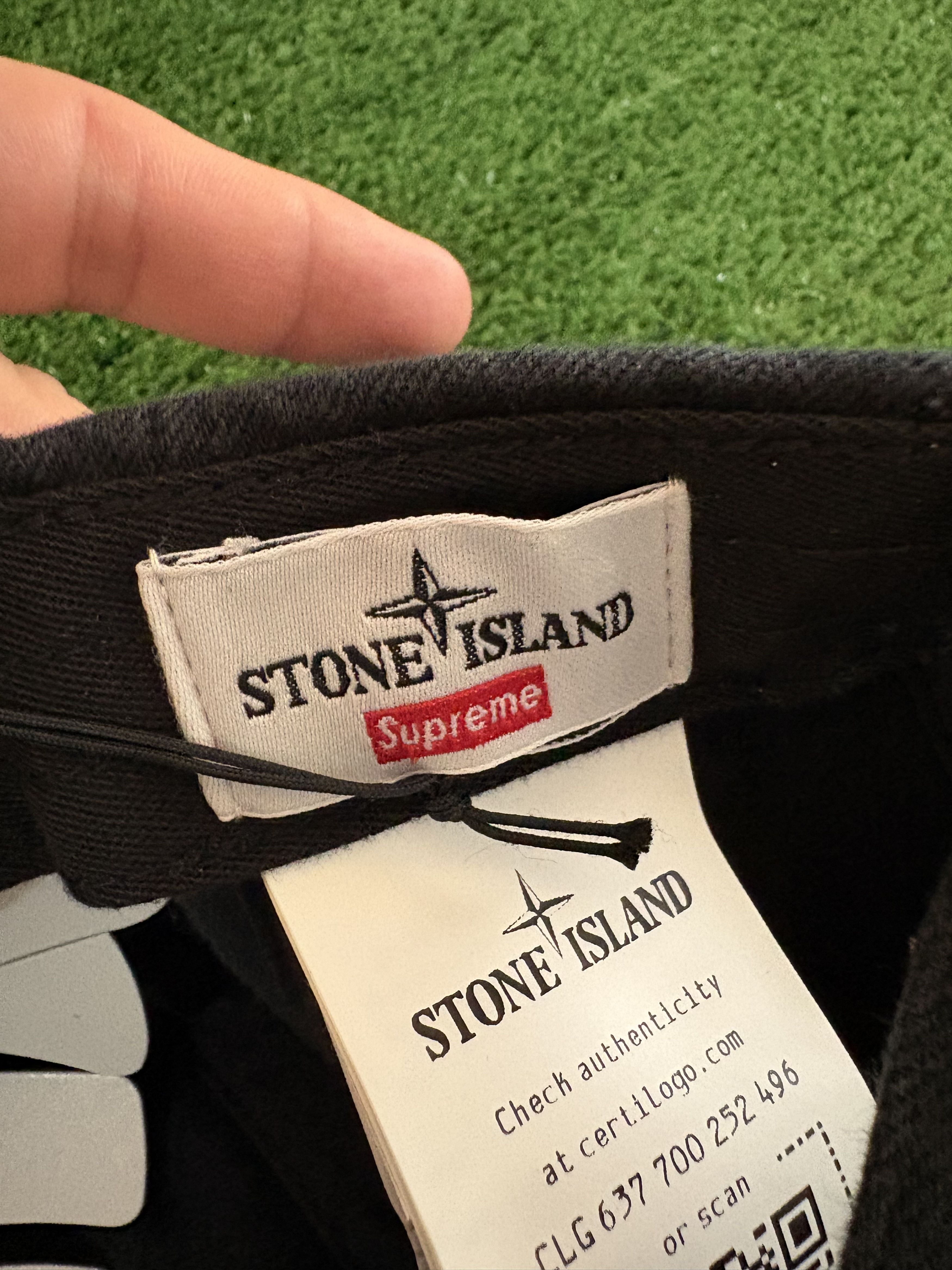 Stone Island × Supreme Supreme x Stone Island Cap 6 Pan Black Denim FW23 Size ONE SIZE - 7 Thumbnail